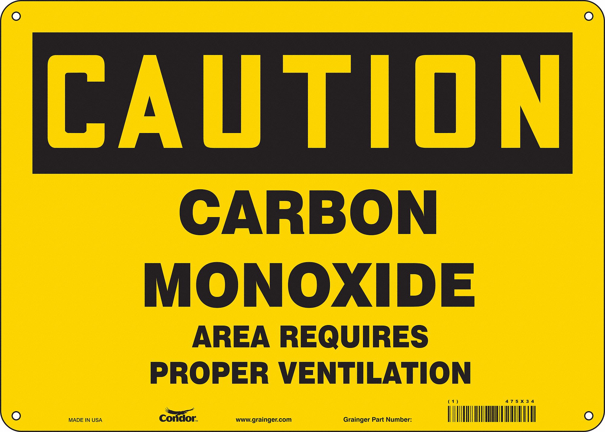 Safety Sign: Polyethylene, Mounting Holes Sign Mounting, 10 in x 14 in Nominal Sign Size