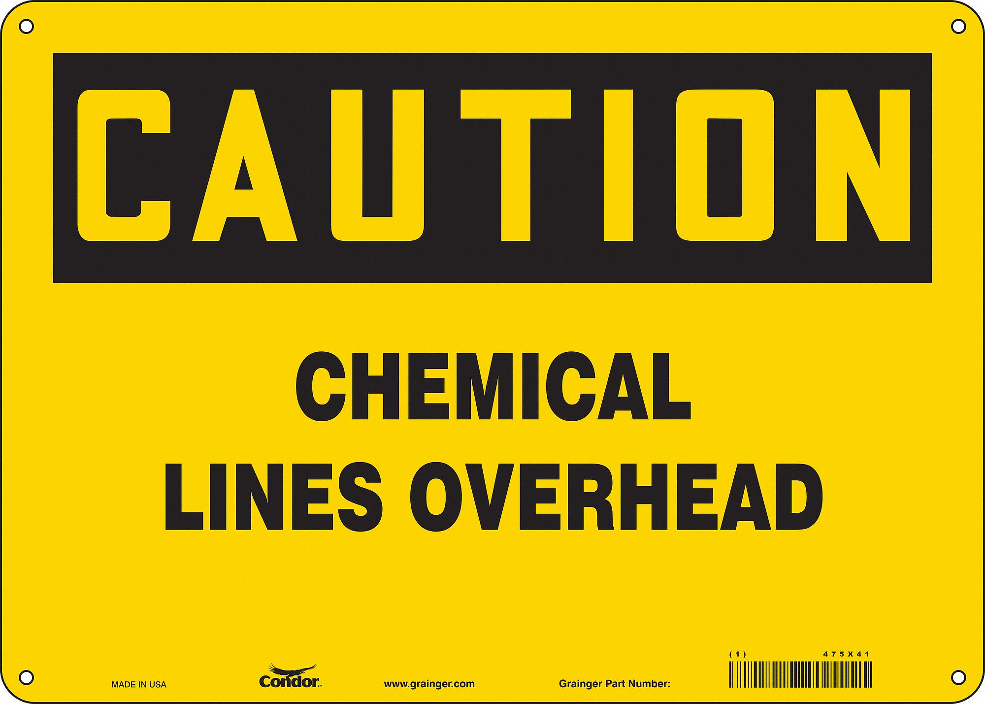 Safety Sign: Polyethylene, Mounting Holes Sign Mounting, 10 in x 14 in Nominal Sign Size