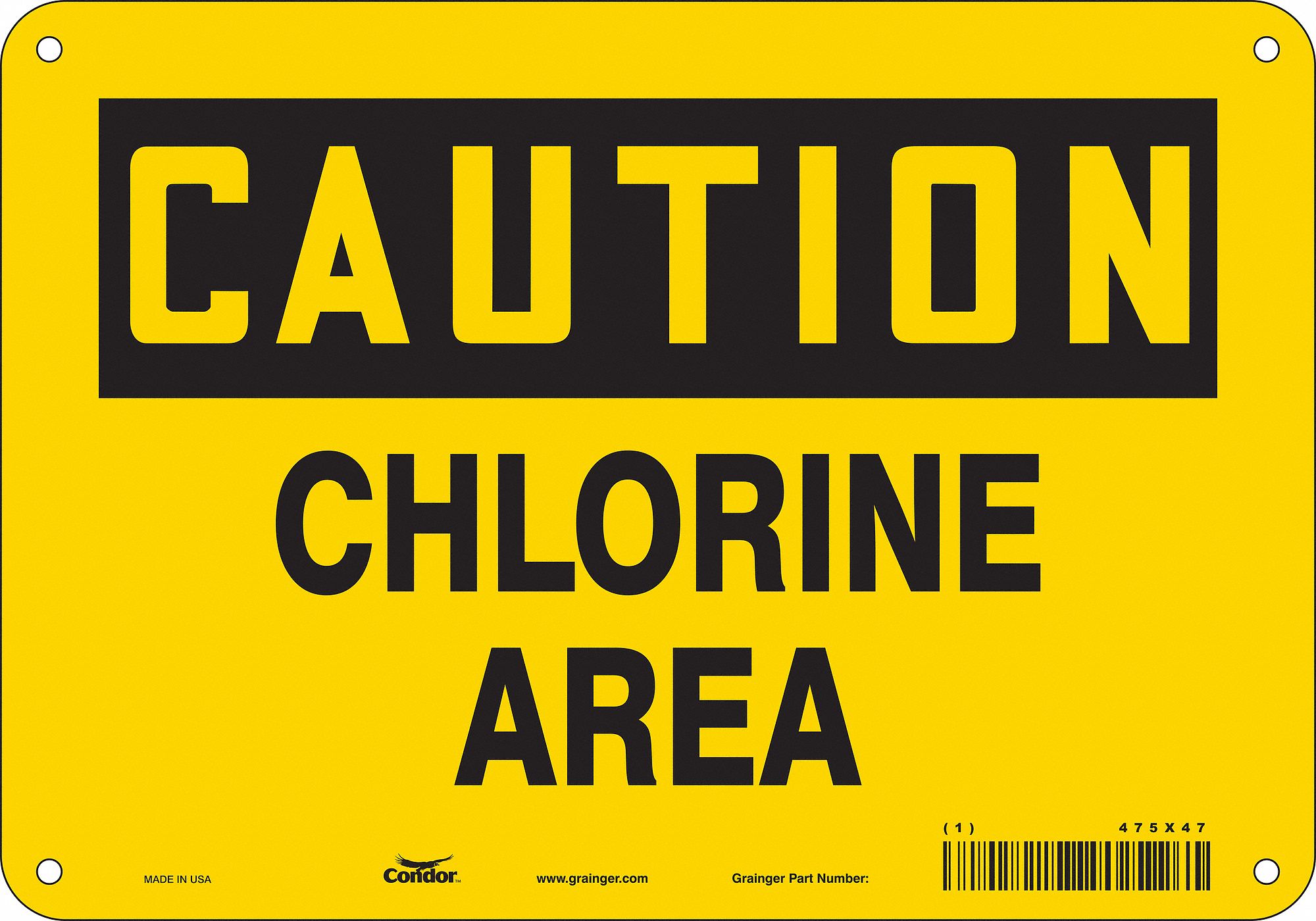 Safety Sign: Polyethylene, Mounting Holes Sign Mounting, 7 in x 10 in Nominal Sign Size