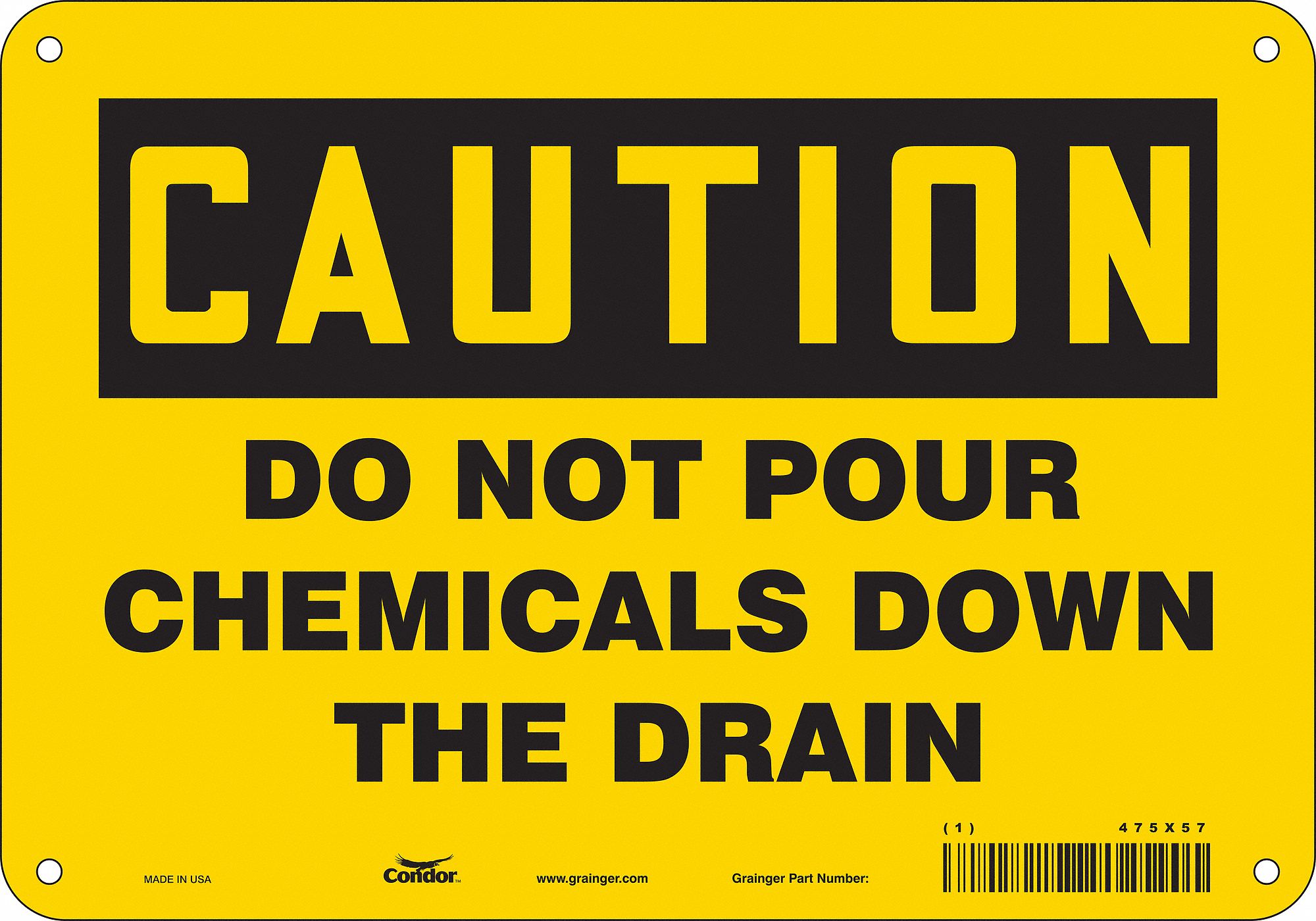 Safety Sign: Aluminum, Mounting Holes Sign Mounting, 7 in x 10 in Nominal Sign Size, 0.032 in Thick