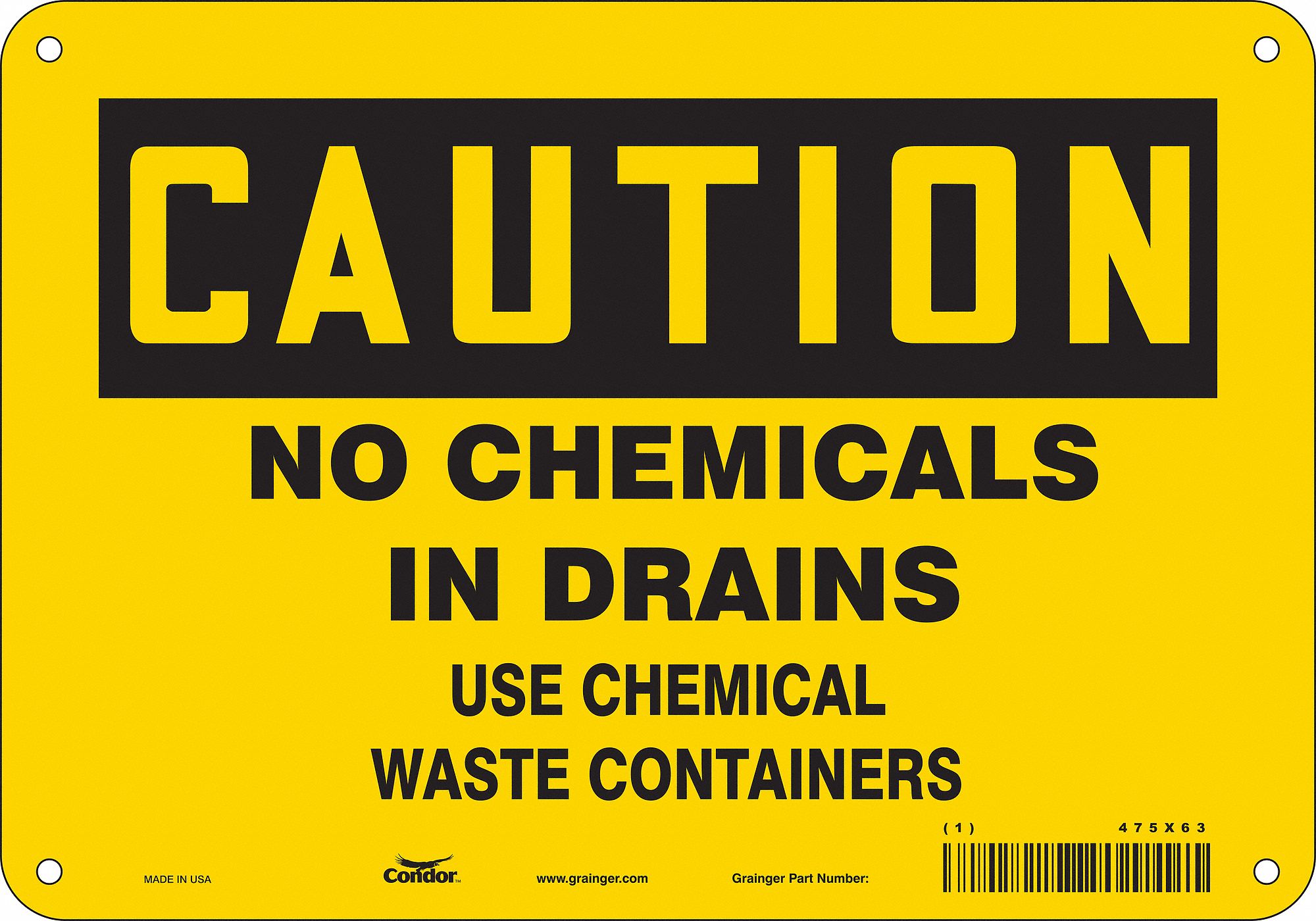 Safety Sign: Aluminum, Mounting Holes Sign Mounting, 7 in x 10 in Nominal Sign Size, 0.032 in Thick