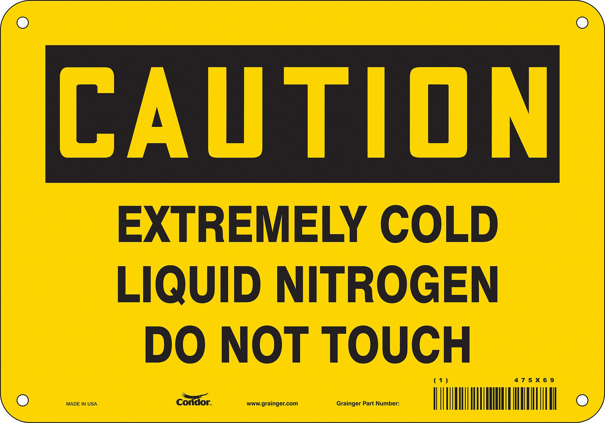 Safety Sign: Aluminum, Mounting Holes Sign Mounting, 7 in x 10 in Nominal Sign Size, 0.032 in Thick