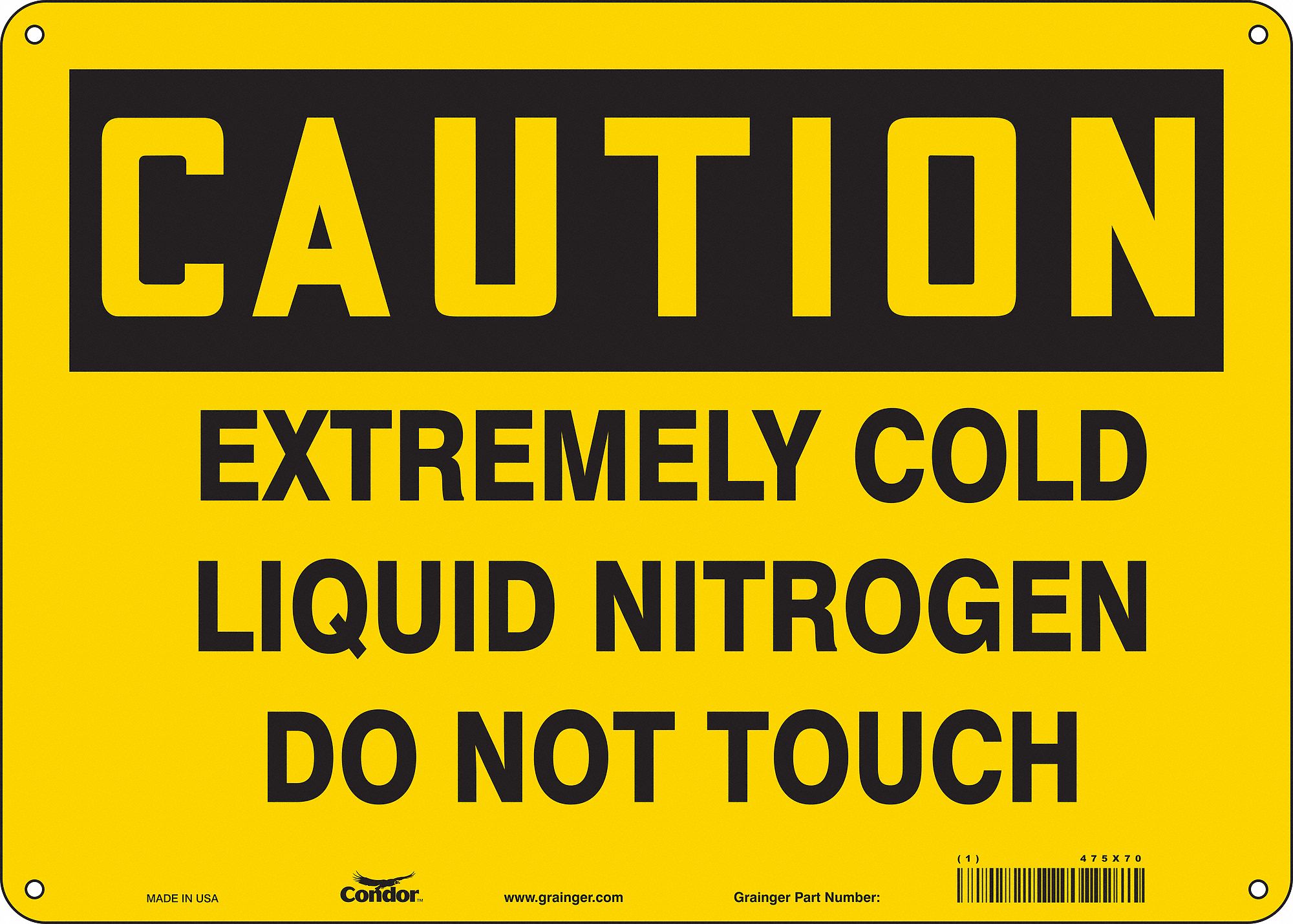 Safety Sign: Aluminum, Mounting Holes Sign Mounting, 10 in x 14 in Nominal Sign Size, 0.032 in Thick