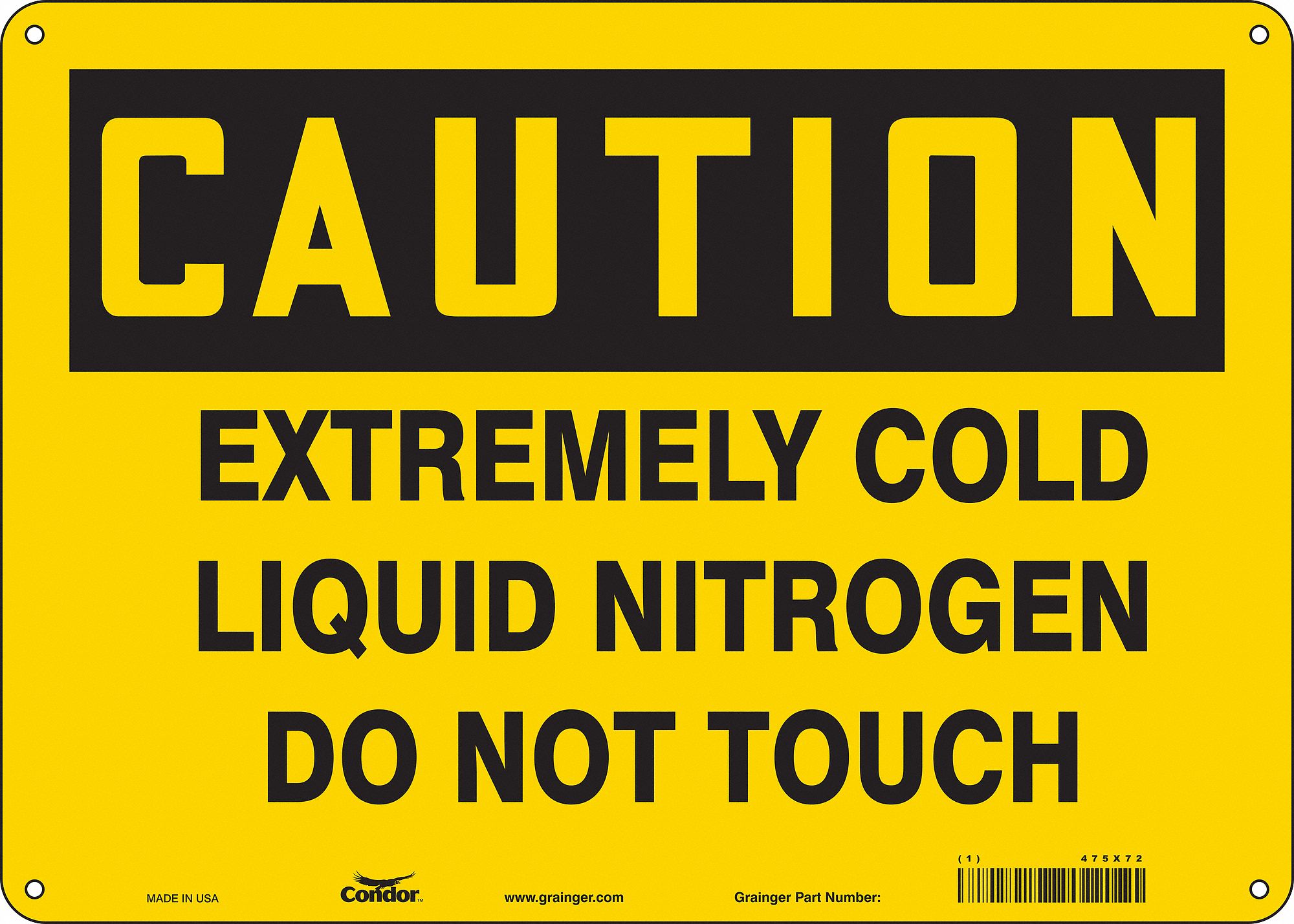Safety Sign: Polyethylene, Mounting Holes Sign Mounting, 10 in x 14 in Nominal Sign Size