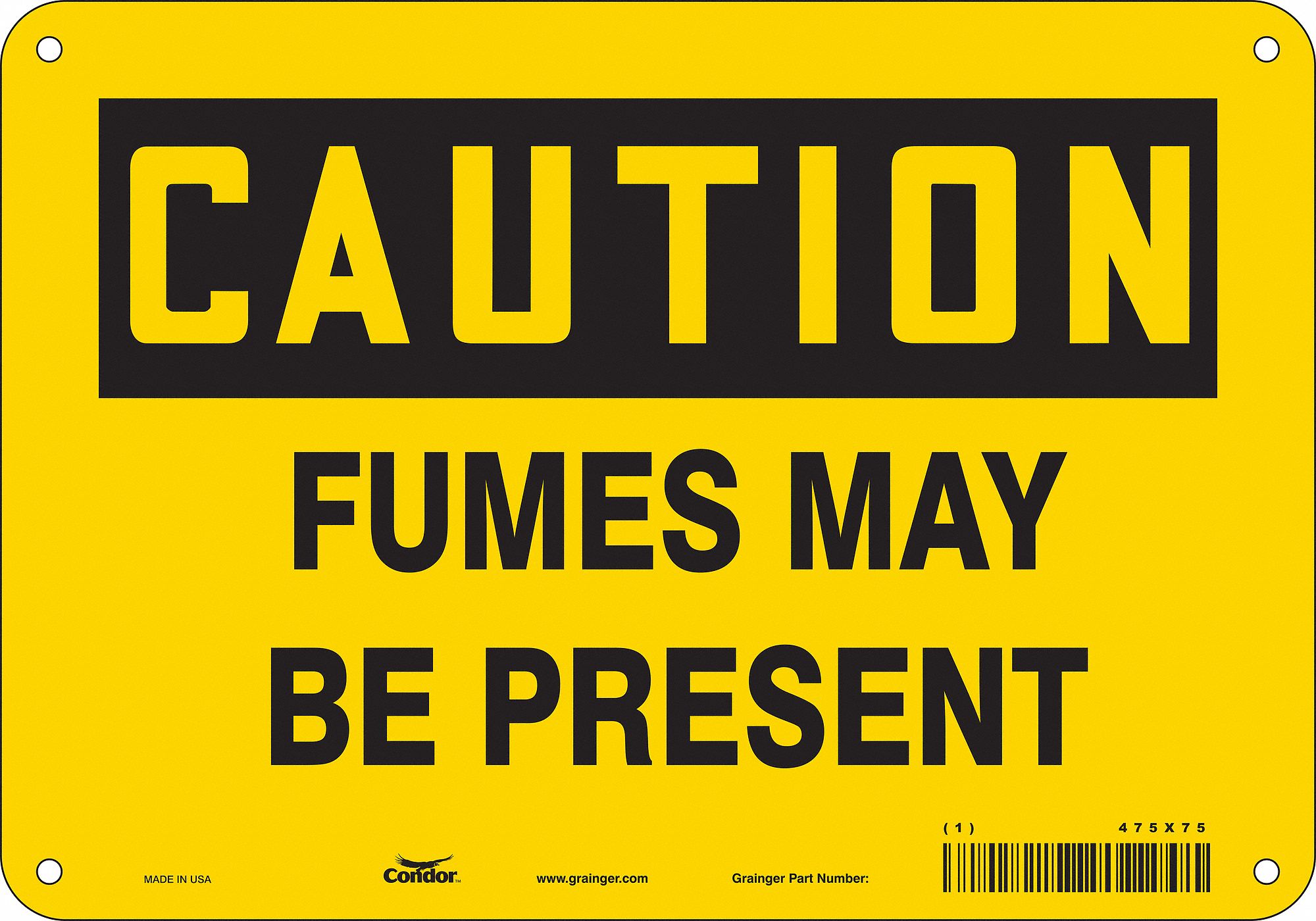 Safety Sign: Aluminum, Mounting Holes Sign Mounting, 7 in x 10 in Nominal Sign Size, 0.032 in Thick