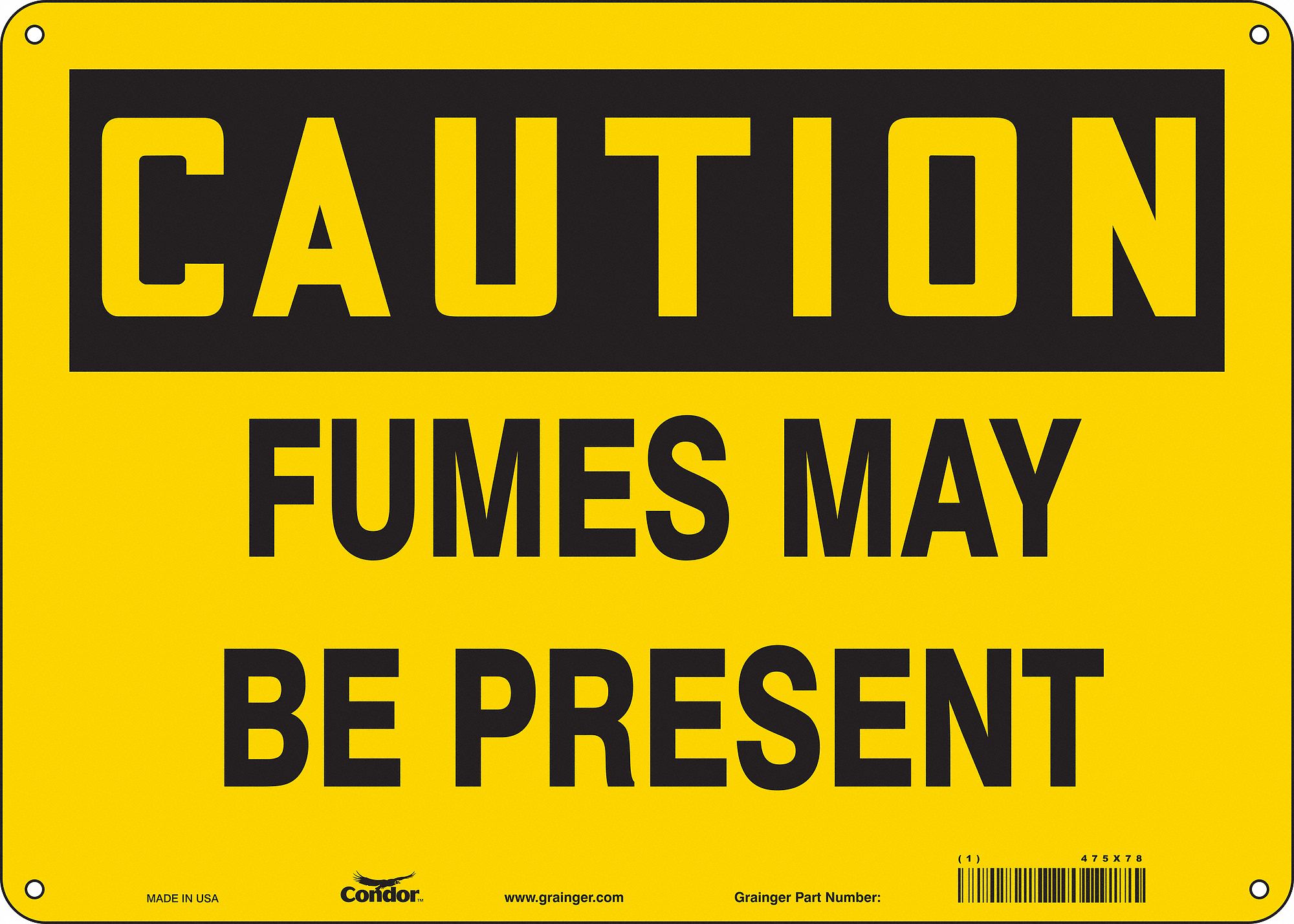 Safety Sign: Polyethylene, Mounting Holes Sign Mounting, 10 in x 14 in Nominal Sign Size