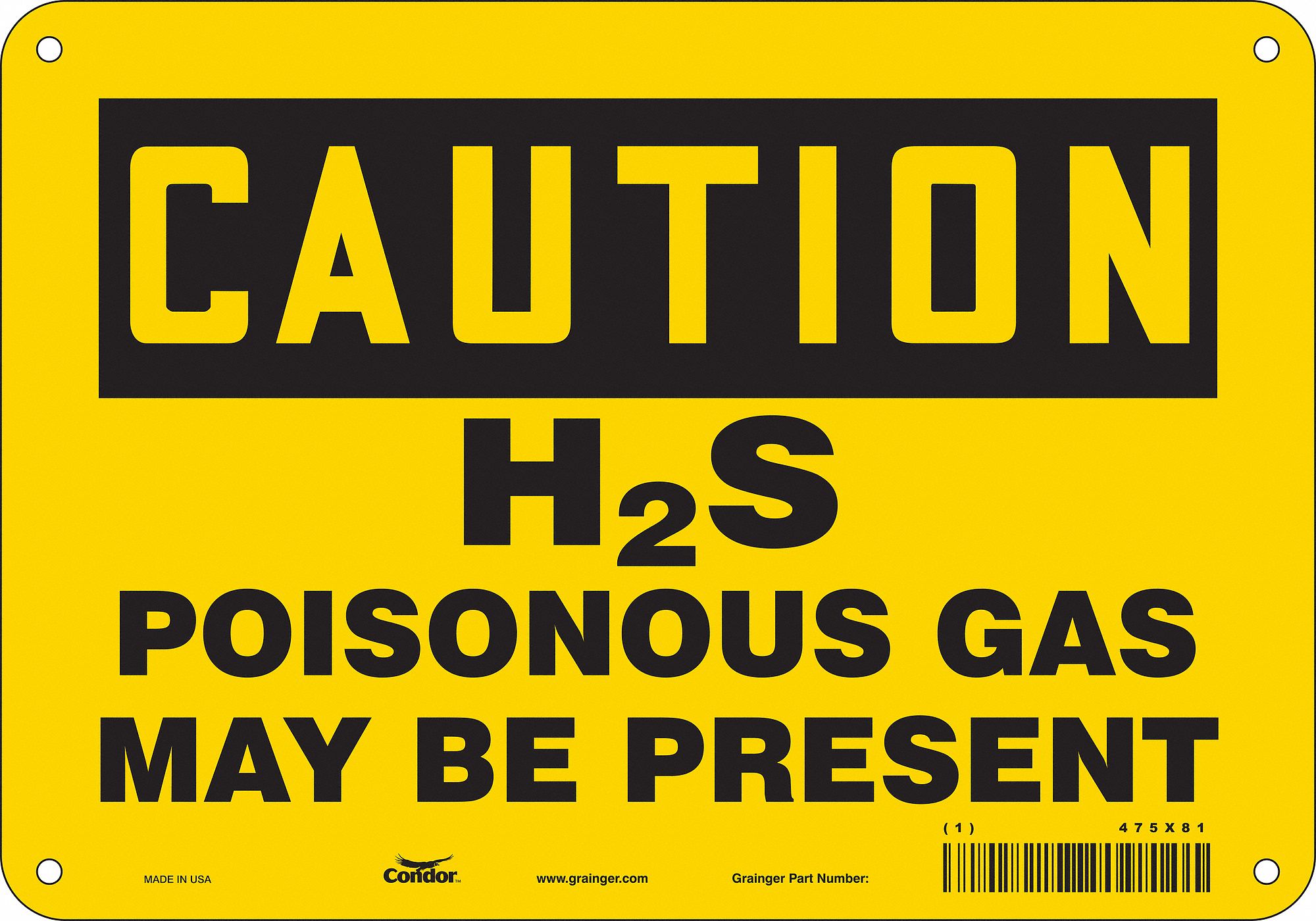 Safety Sign: Aluminum, Mounting Holes Sign Mounting, 7 in x 10 in Nominal Sign Size, 0.032 in Thick