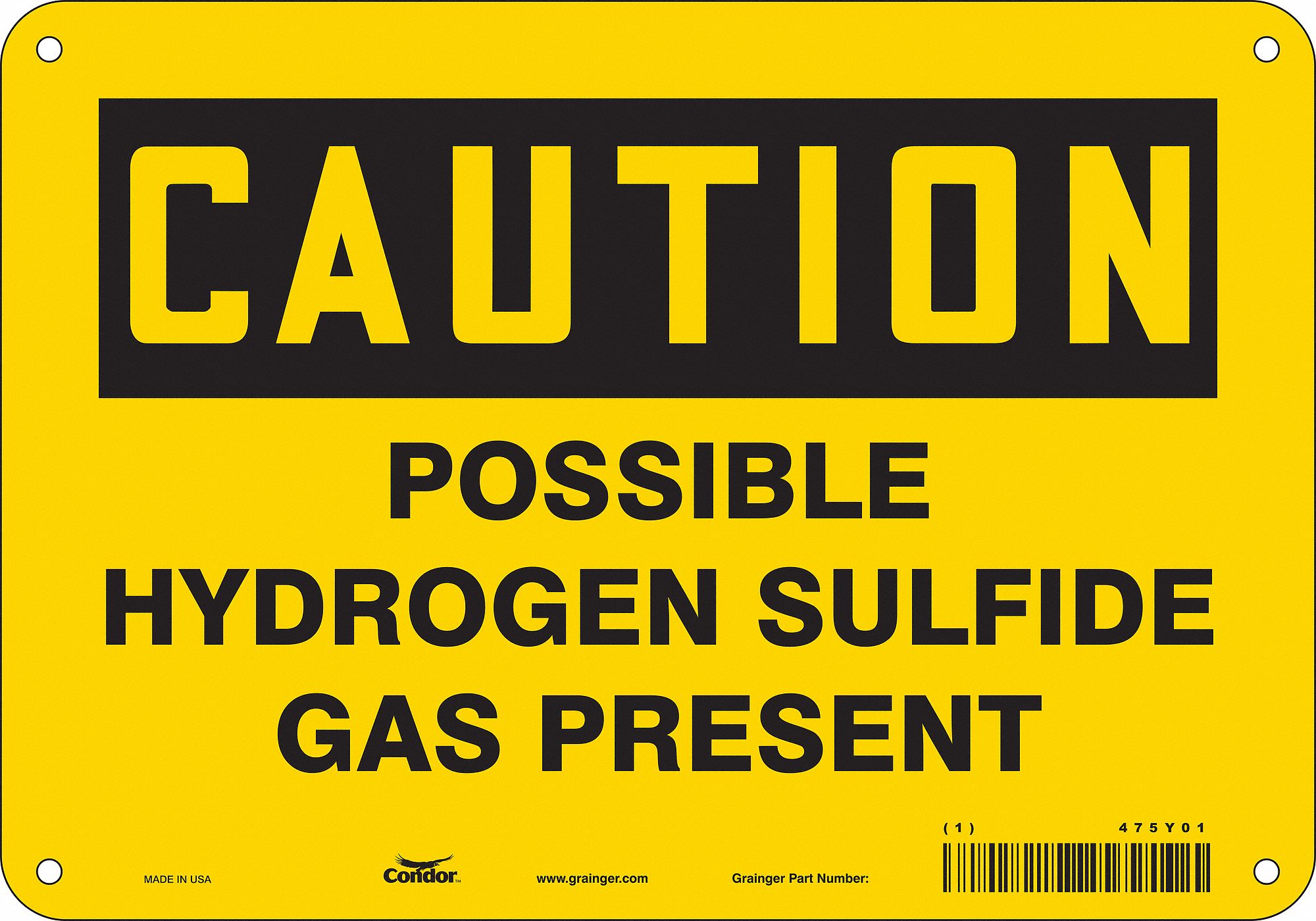 Safety Sign: Aluminum, Mounting Holes Sign Mounting, 7 in x 10 in Nominal Sign Size, 0.032 in Thick