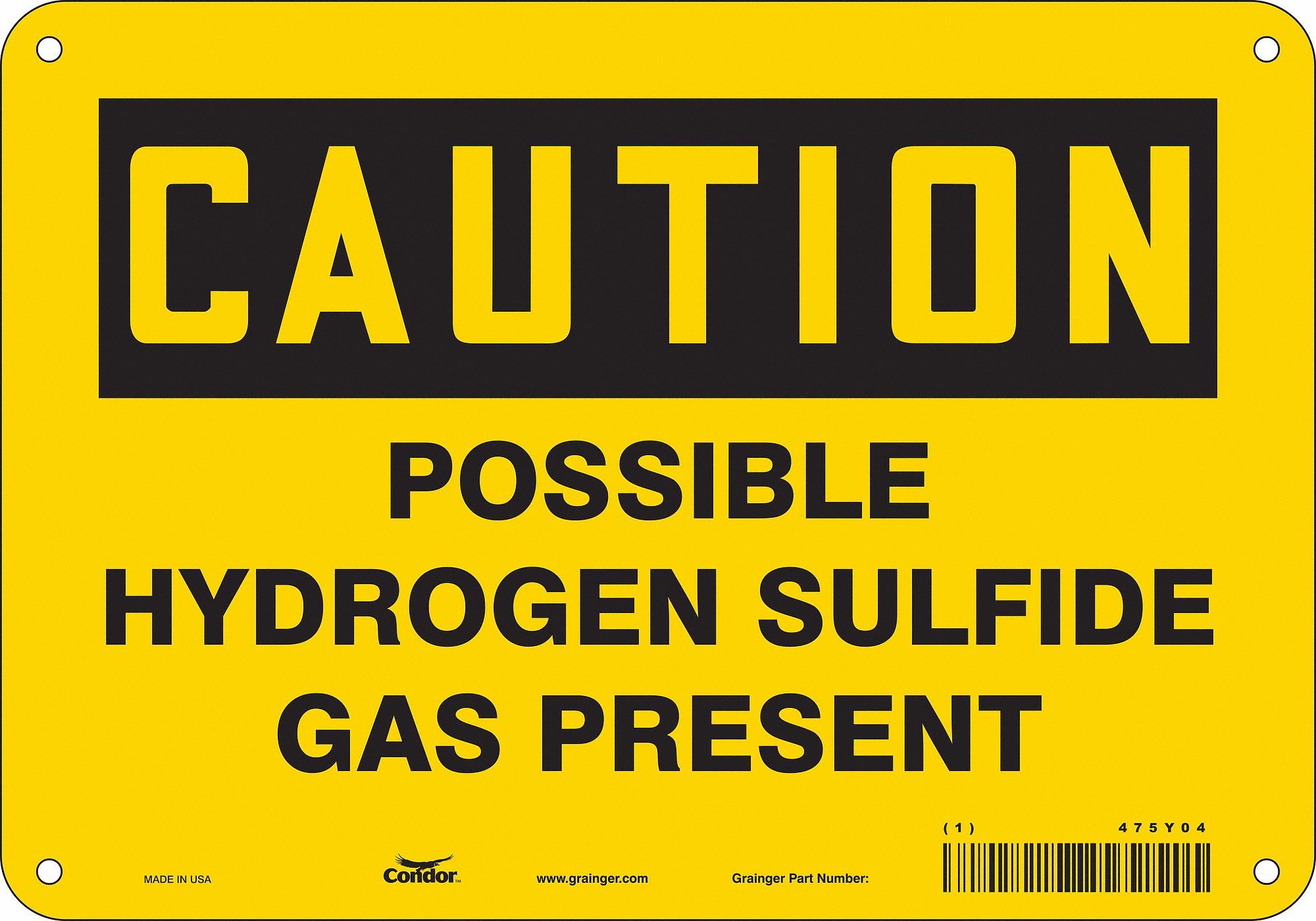 Safety Sign: Polyethylene, Mounting Holes Sign Mounting, 7 in x 10 in Nominal Sign Size