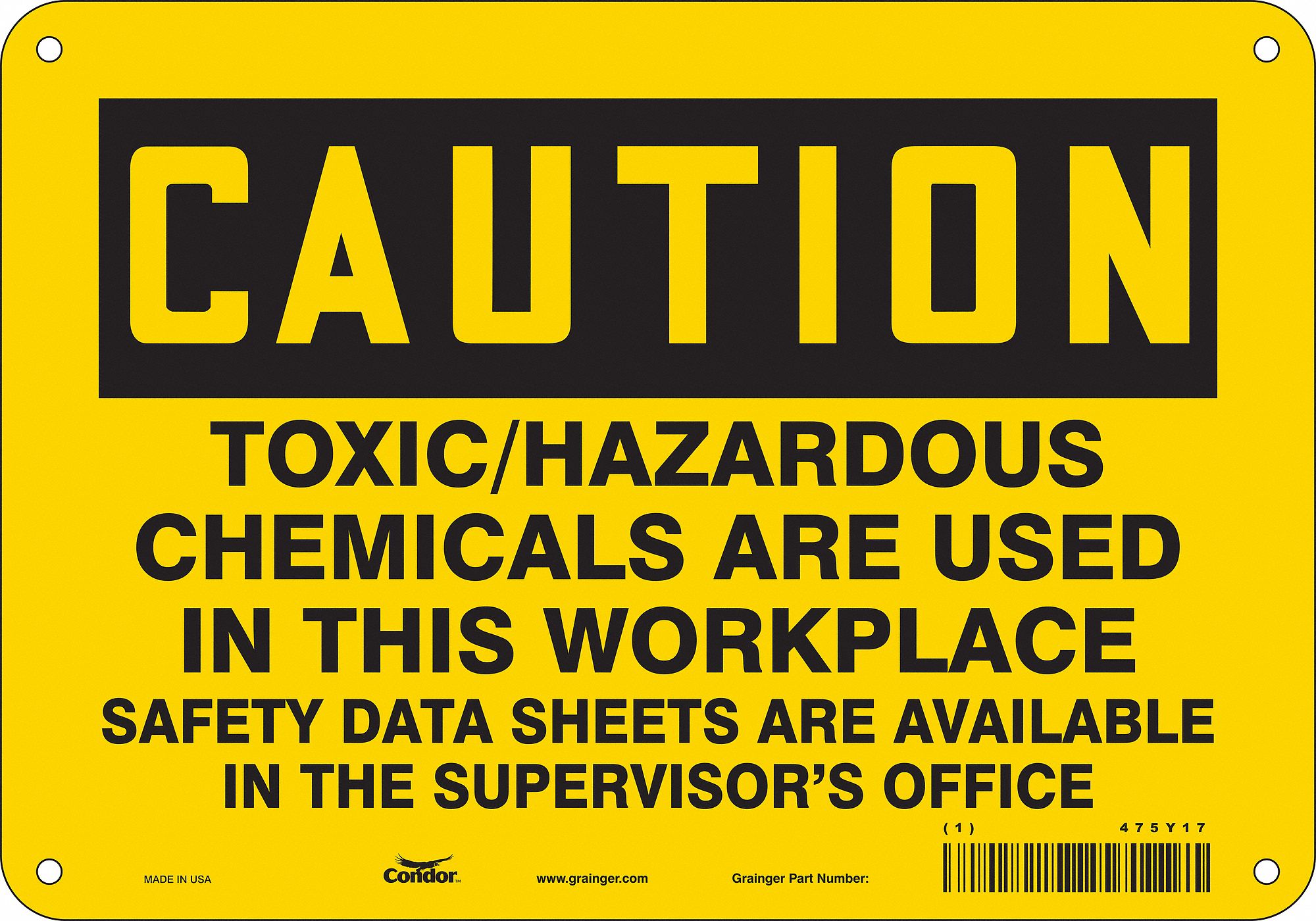 Safety Sign: Polyethylene, Mounting Holes Sign Mounting, 7 in x 10 in Nominal Sign Size, Caution