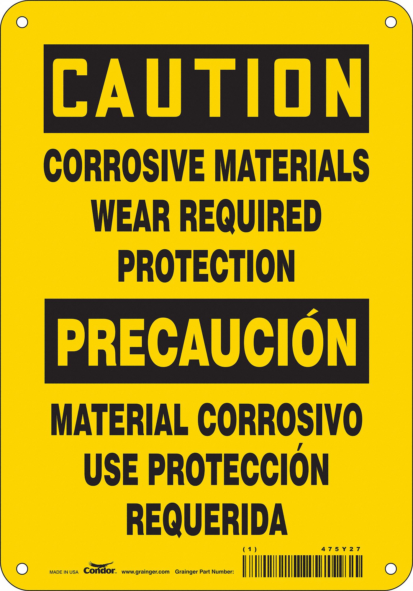 Safety Sign: Aluminum, Mounting Holes Sign Mounting, 10 in x 7 in Nominal Sign Size, 0.032 in Thick