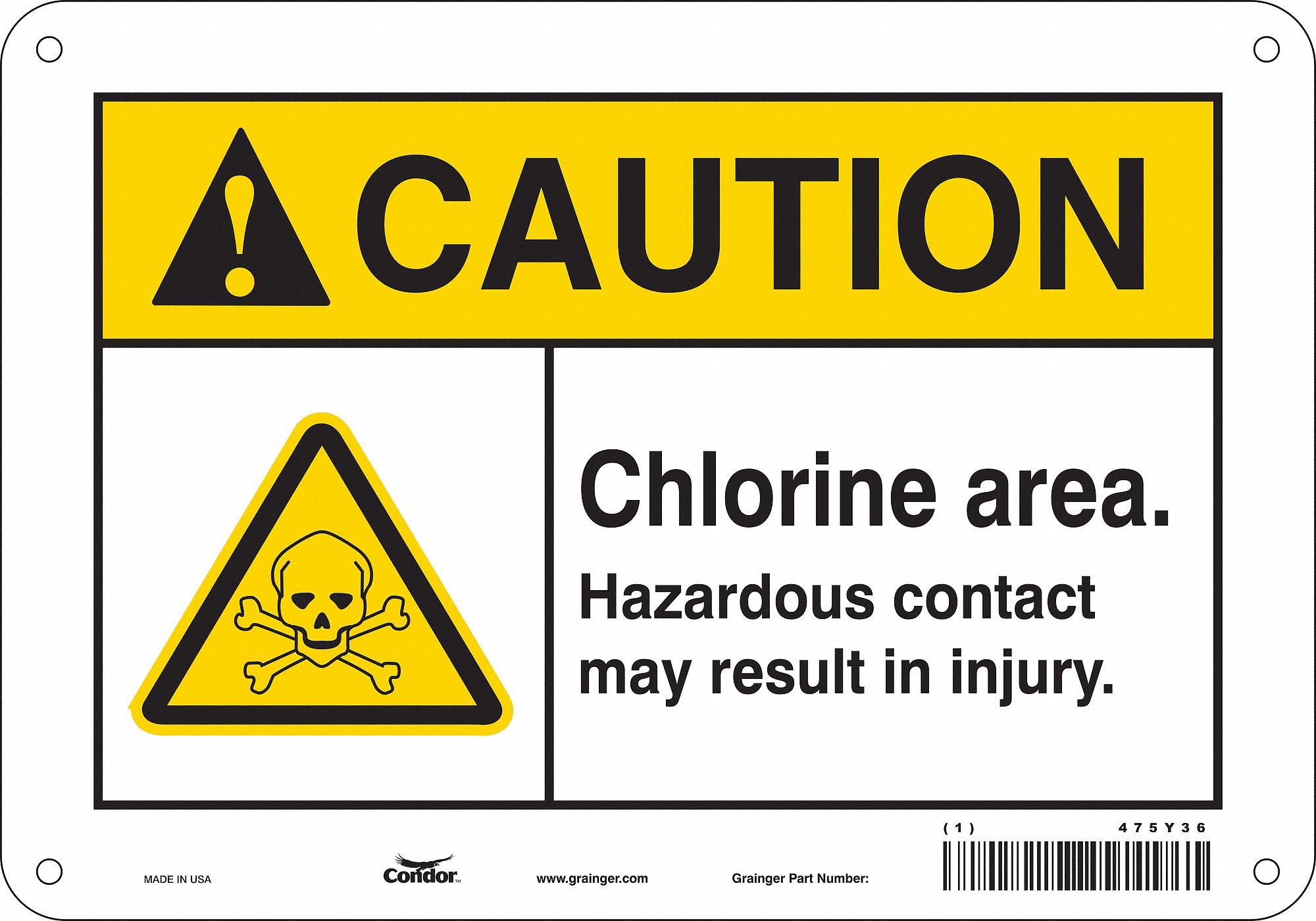 Safety Sign: Polyethylene, Mounting Holes Sign Mounting, 7 in x 10 in Nominal Sign Size