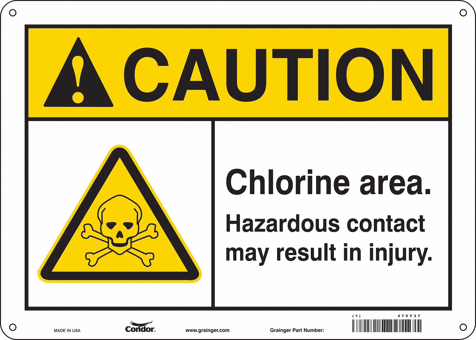 Safety Sign: Polyethylene, Mounting Holes Sign Mounting, 10 in x 14 in Nominal Sign Size