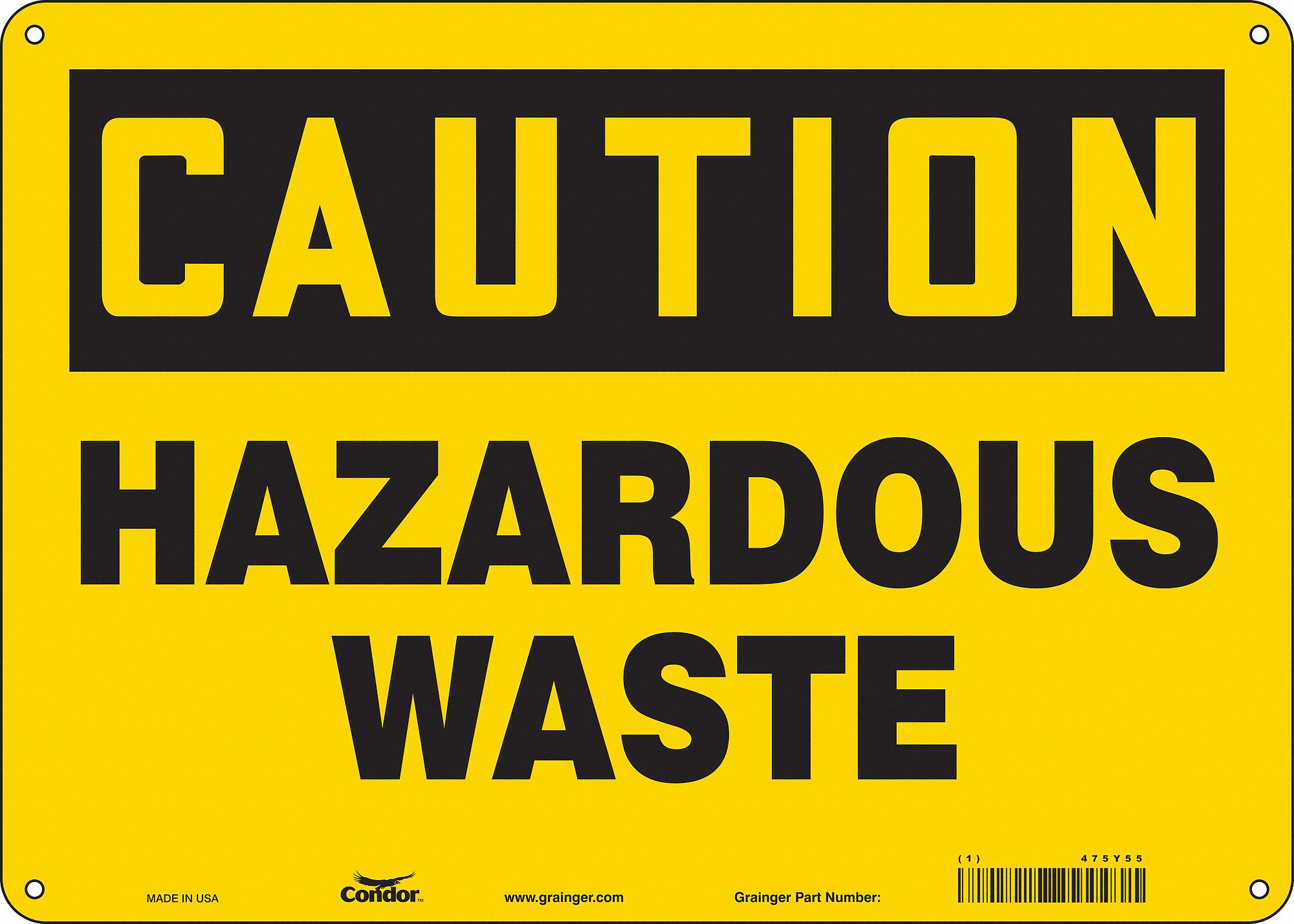 Safety Sign: Aluminum, Mounting Holes Sign Mounting, 10 in x 14 in Nominal Sign Size, 0.032 in Thick