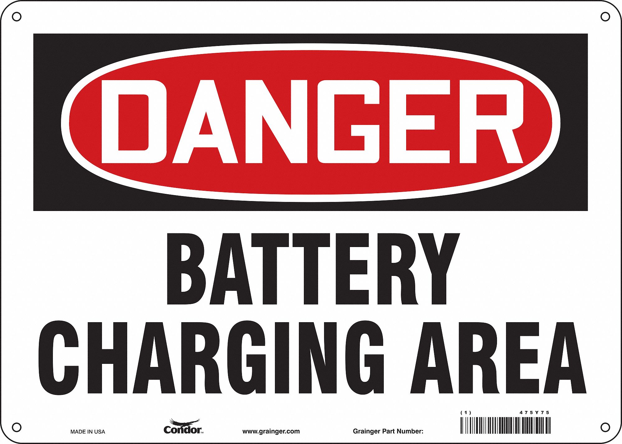 Safety Sign: Aluminum, Mounting Holes Sign Mounting, 10 in x 14 in Nominal Sign Size, 0.032 in Thick