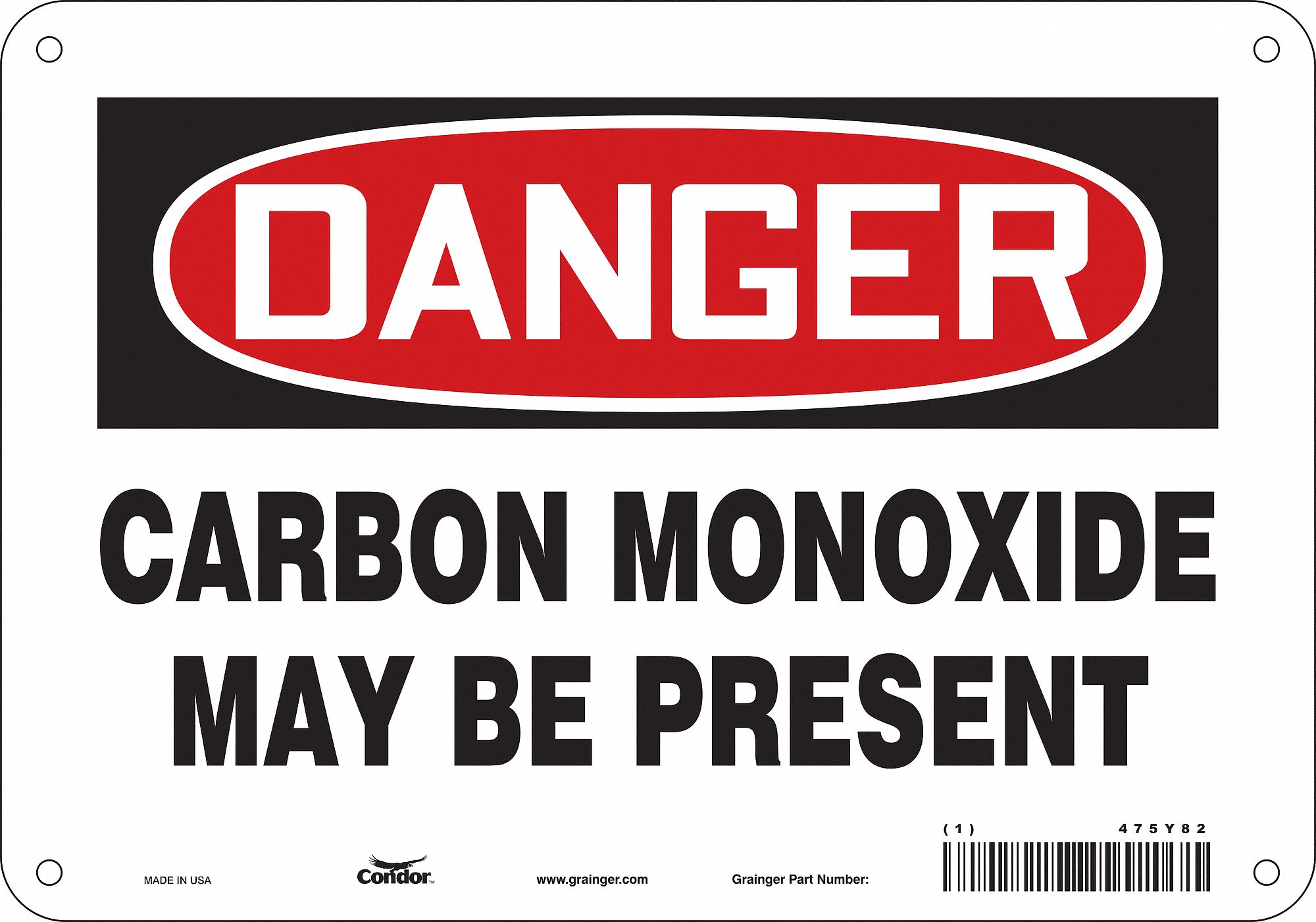 Safety Sign: Polyethylene, Mounting Holes Sign Mounting, 7 in x 10 in Nominal Sign Size