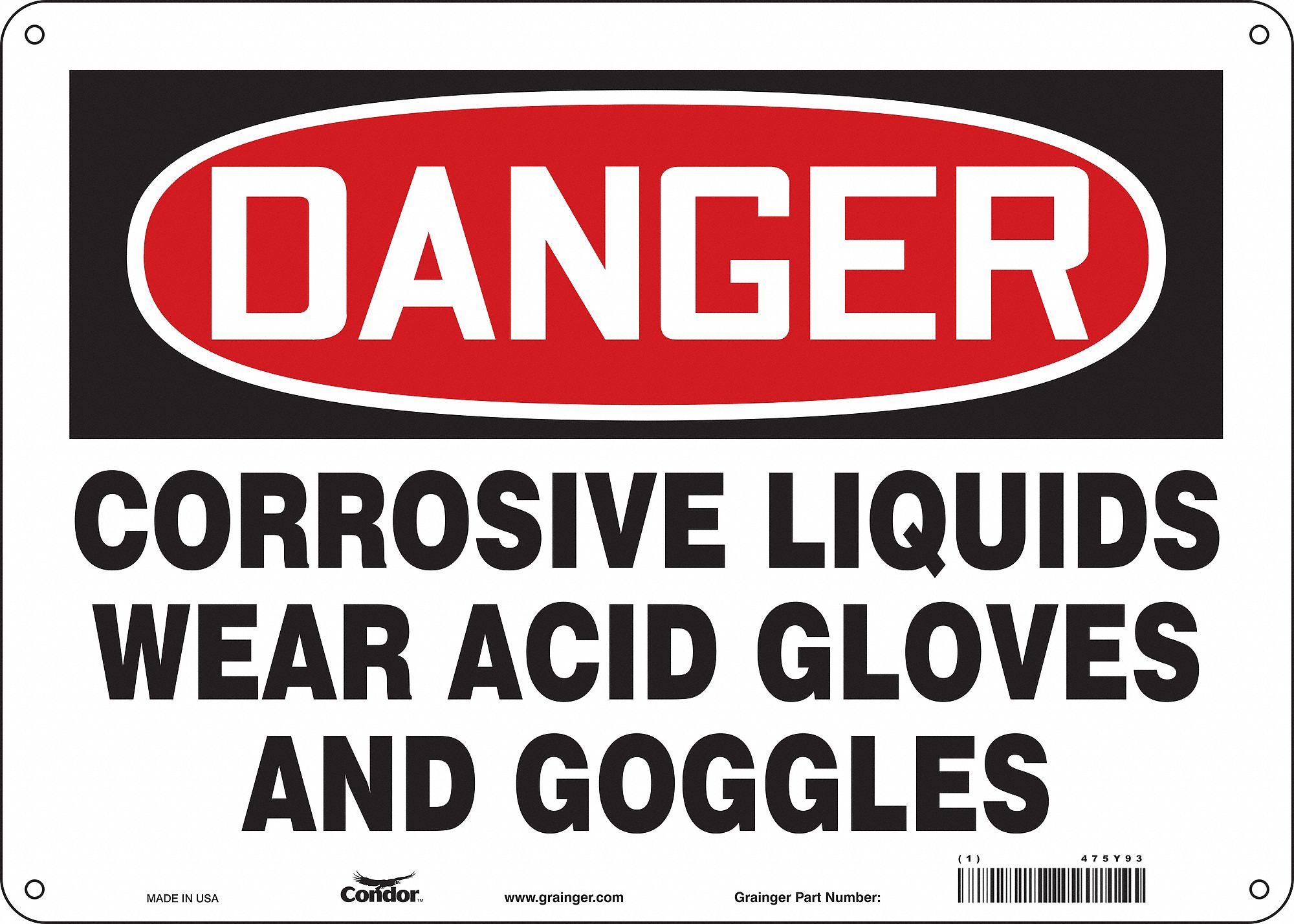 Safety Sign: Aluminum, Mounting Holes Sign Mounting, 10 in x 14 in Nominal Sign Size, 0.032 in Thick