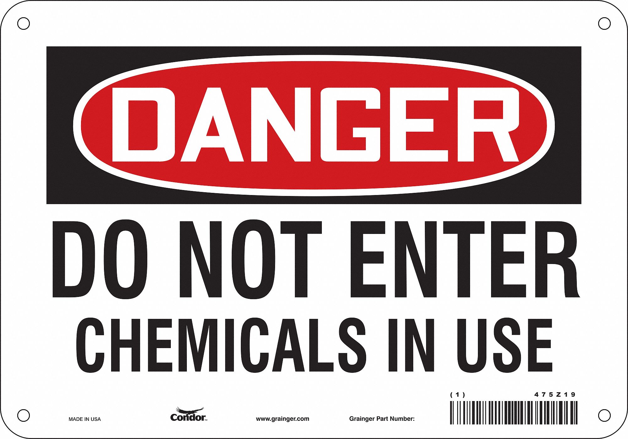 Safety Sign: Aluminum, Mounting Holes Sign Mounting, 7 in x 10 in Nominal Sign Size, 0.032 in Thick