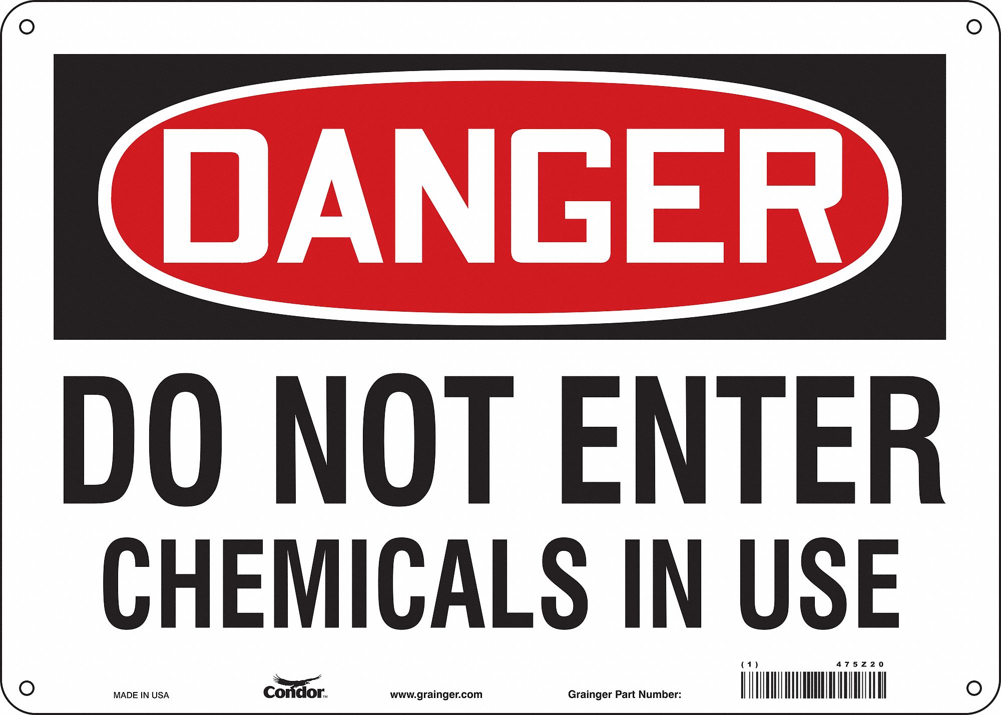 Safety Sign: Aluminum, Mounting Holes Sign Mounting, 10 in x 14 in Nominal Sign Size, 0.032 in Thick