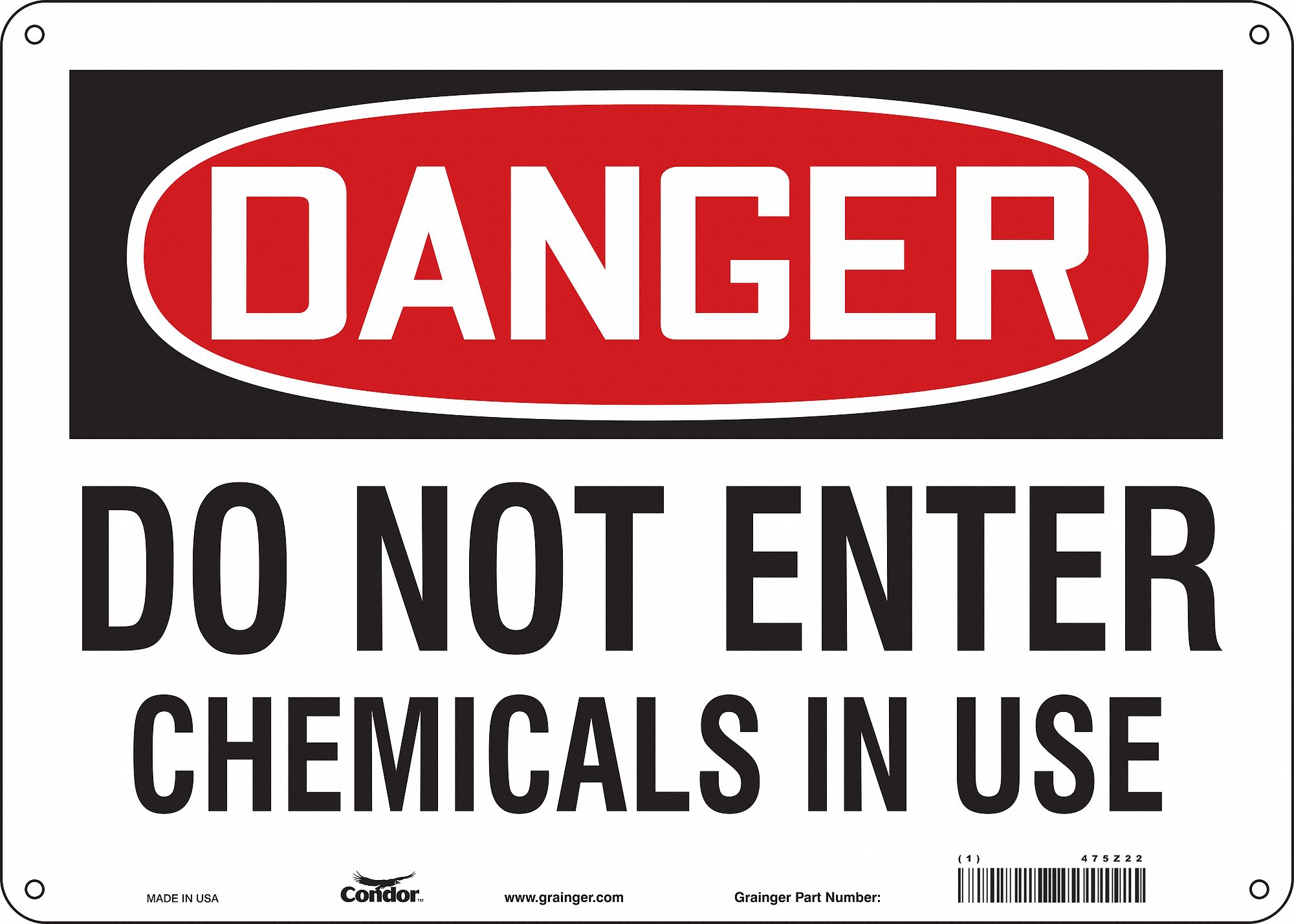Safety Sign: Polyethylene, Mounting Holes Sign Mounting, 10 in x 14 in Nominal Sign Size