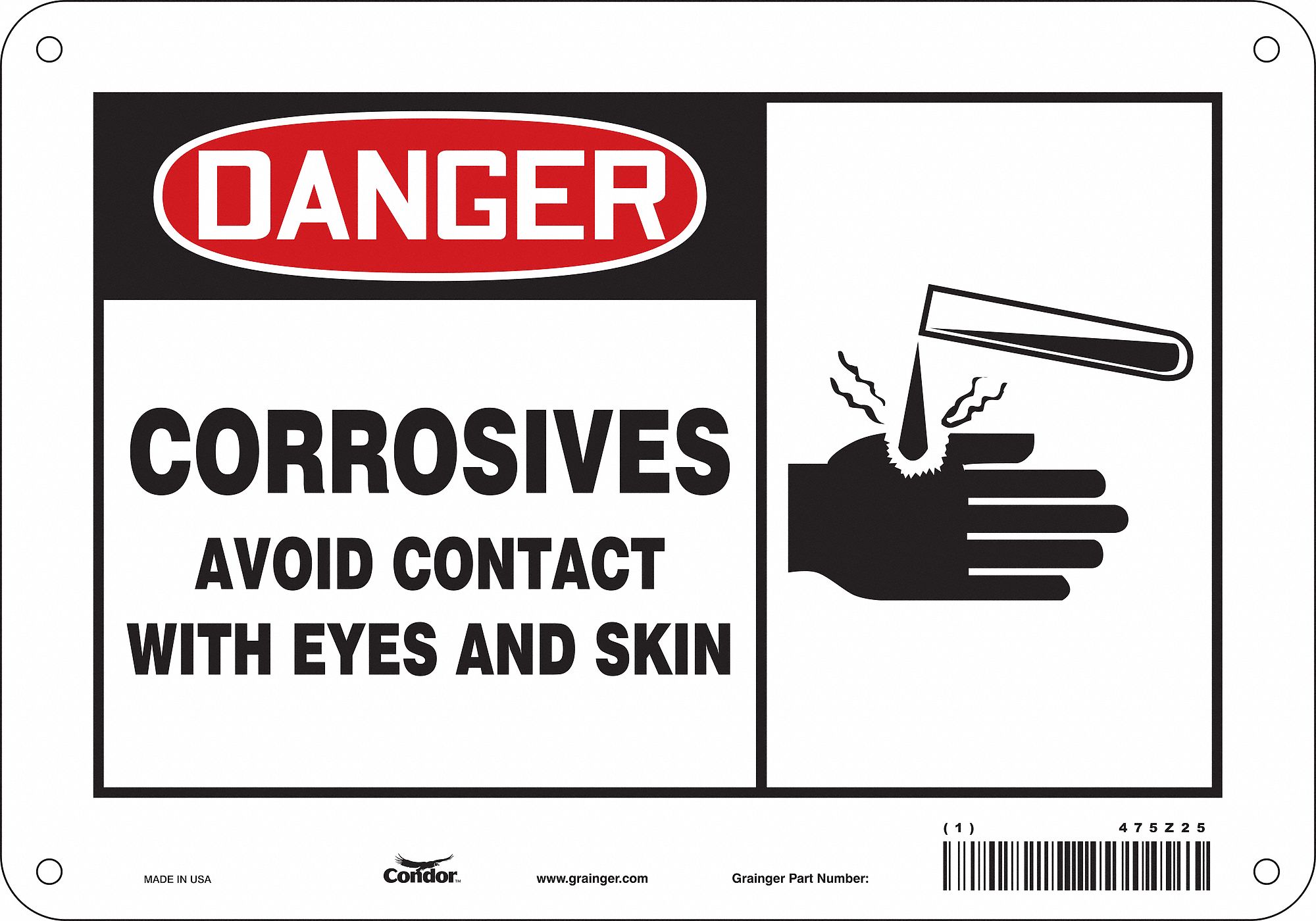 Safety Sign: Aluminum, Mounting Holes Sign Mounting, 7 in x 10 in Nominal Sign Size, 0.032 in Thick