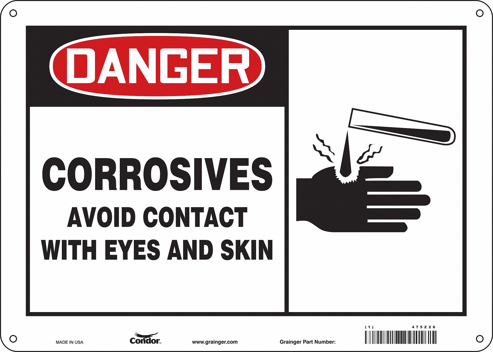 Safety Sign: Aluminum, Mounting Holes Sign Mounting, 10 in x 14 in Nominal Sign Size, 0.032 in Thick