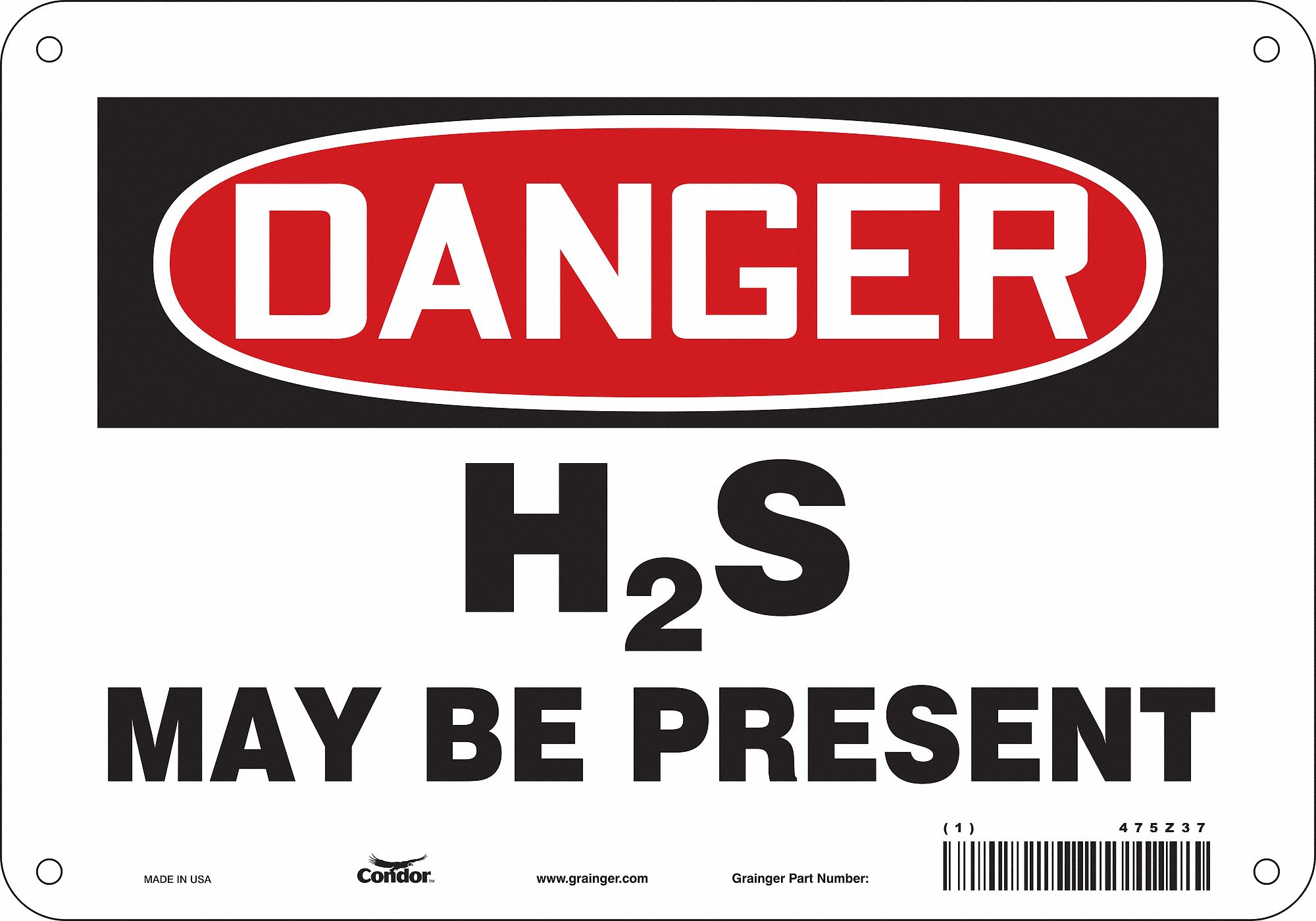 Safety Sign: Aluminum, Mounting Holes Sign Mounting, 7 in x 10 in Nominal Sign Size, 0.032 in Thick