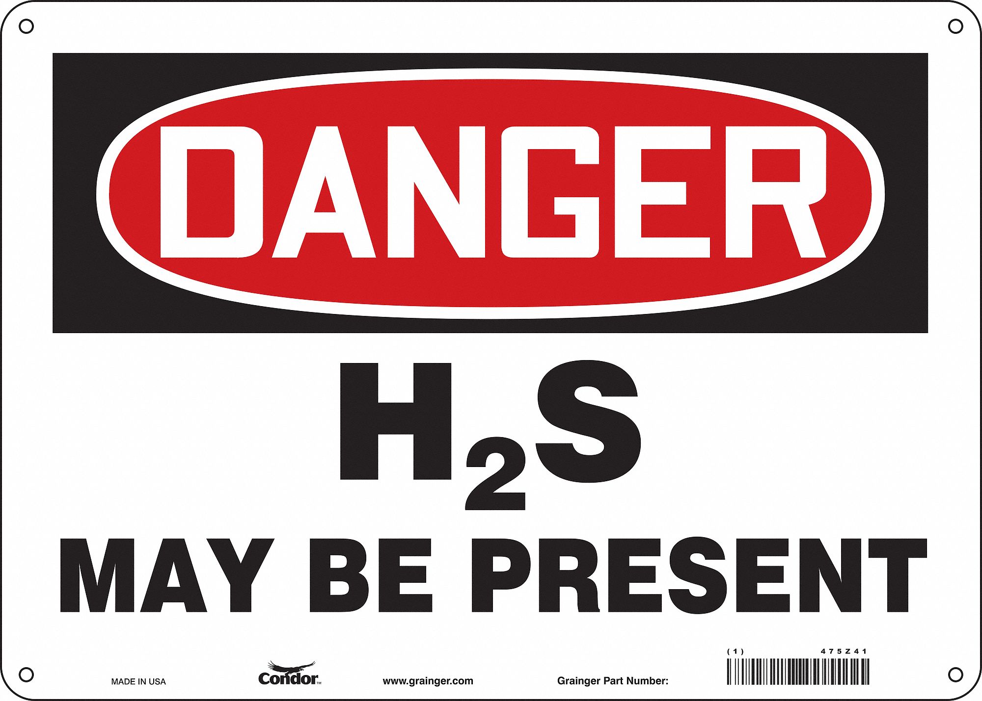 Safety Sign: Polyethylene, Mounting Holes Sign Mounting, 10 in x 14 in Nominal Sign Size
