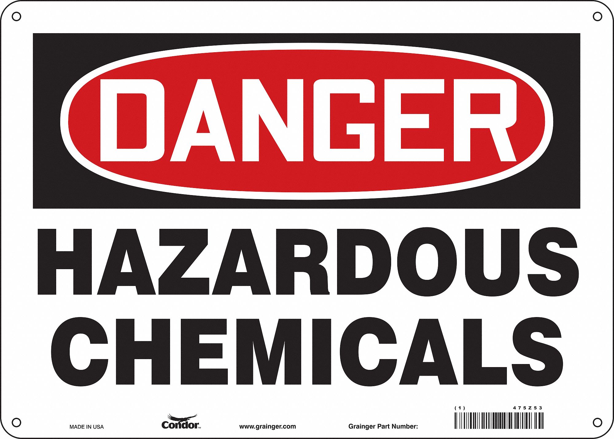 CONDOR Chemical Sign, Sign Format Traditional OSHA, Hazardous Chemicals ...