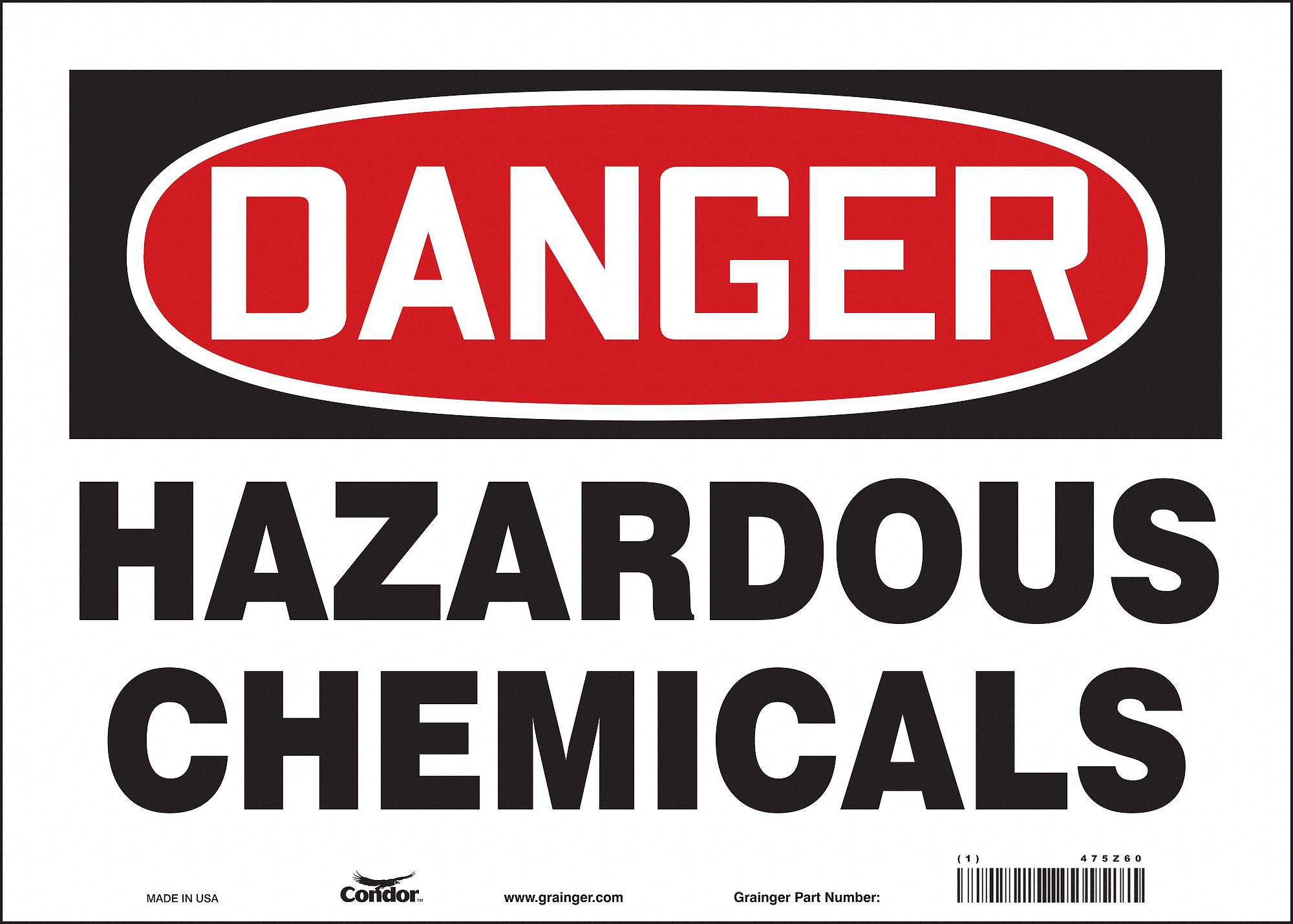 Hazardous Chemicals Made in the USA OSHA Danger Sign 