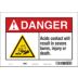 Danger: Acids Contact Will Result In Severe Burns, Injury Or Death Signs