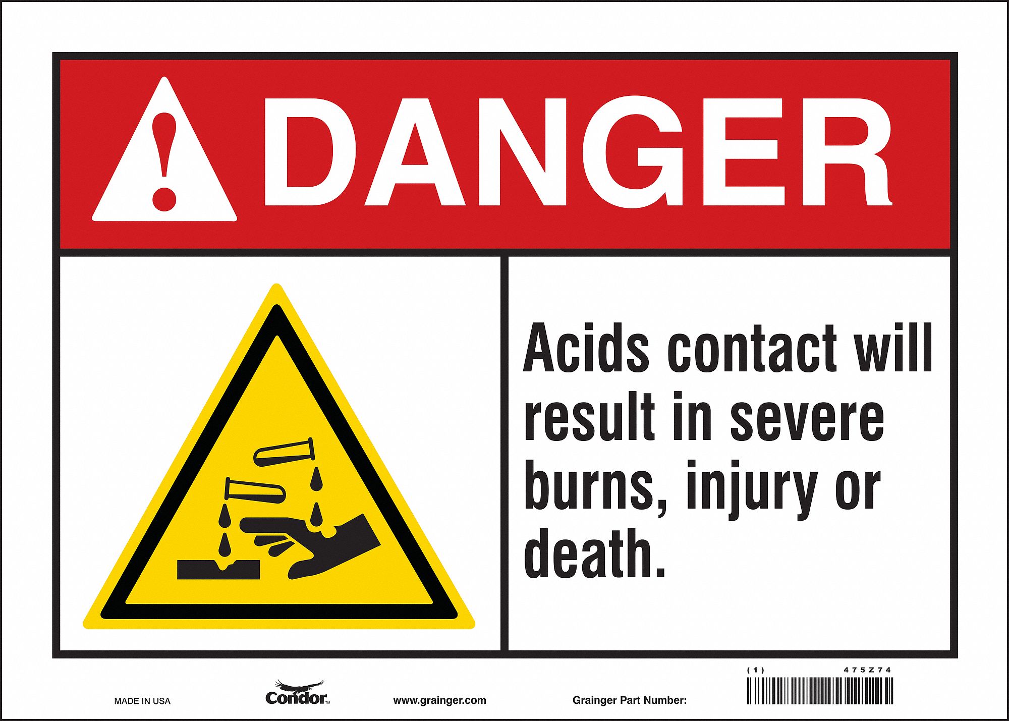 Safety Sign: Vinyl, Adhesive Sign Mounting, 10 in x 14 in Nominal Sign Size, Not Retroreflective