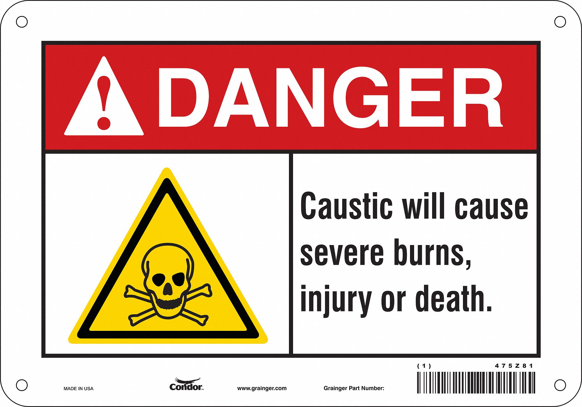 Safety Sign: Aluminum, Mounting Holes Sign Mounting, 7 in x 10 in Nominal Sign Size, 0.032 in Thick