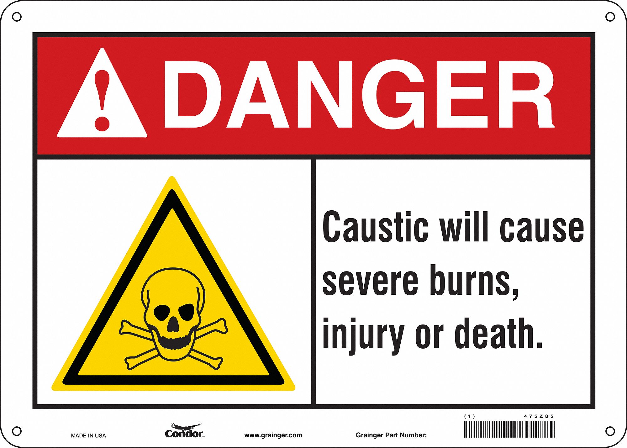 Safety Sign: Polyethylene, Mounting Holes Sign Mounting, 10 in x 14 in Nominal Sign Size