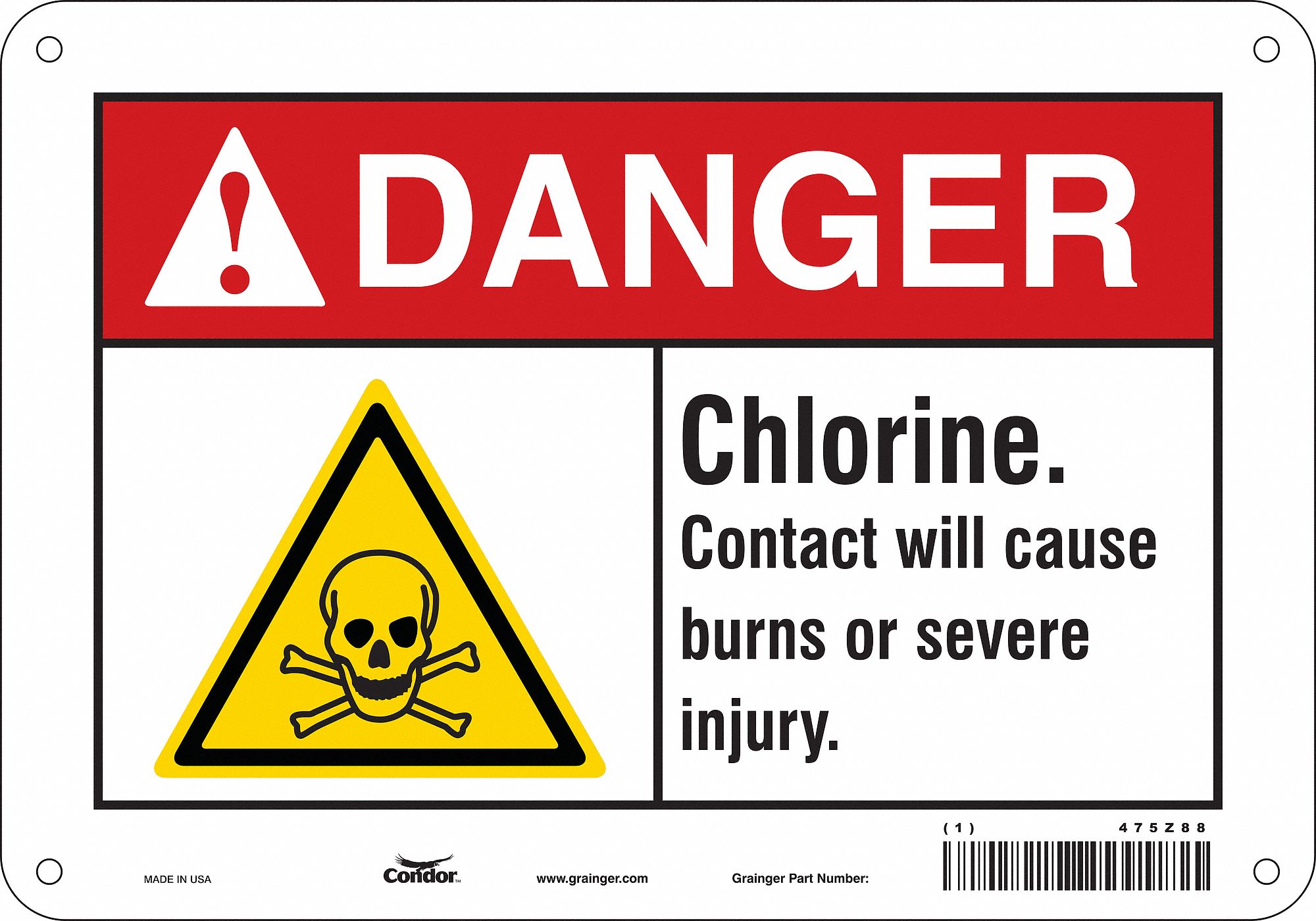 Safety Sign: Aluminum, Mounting Holes Sign Mounting, 7 in x 10 in Nominal Sign Size, 0.032 in Thick
