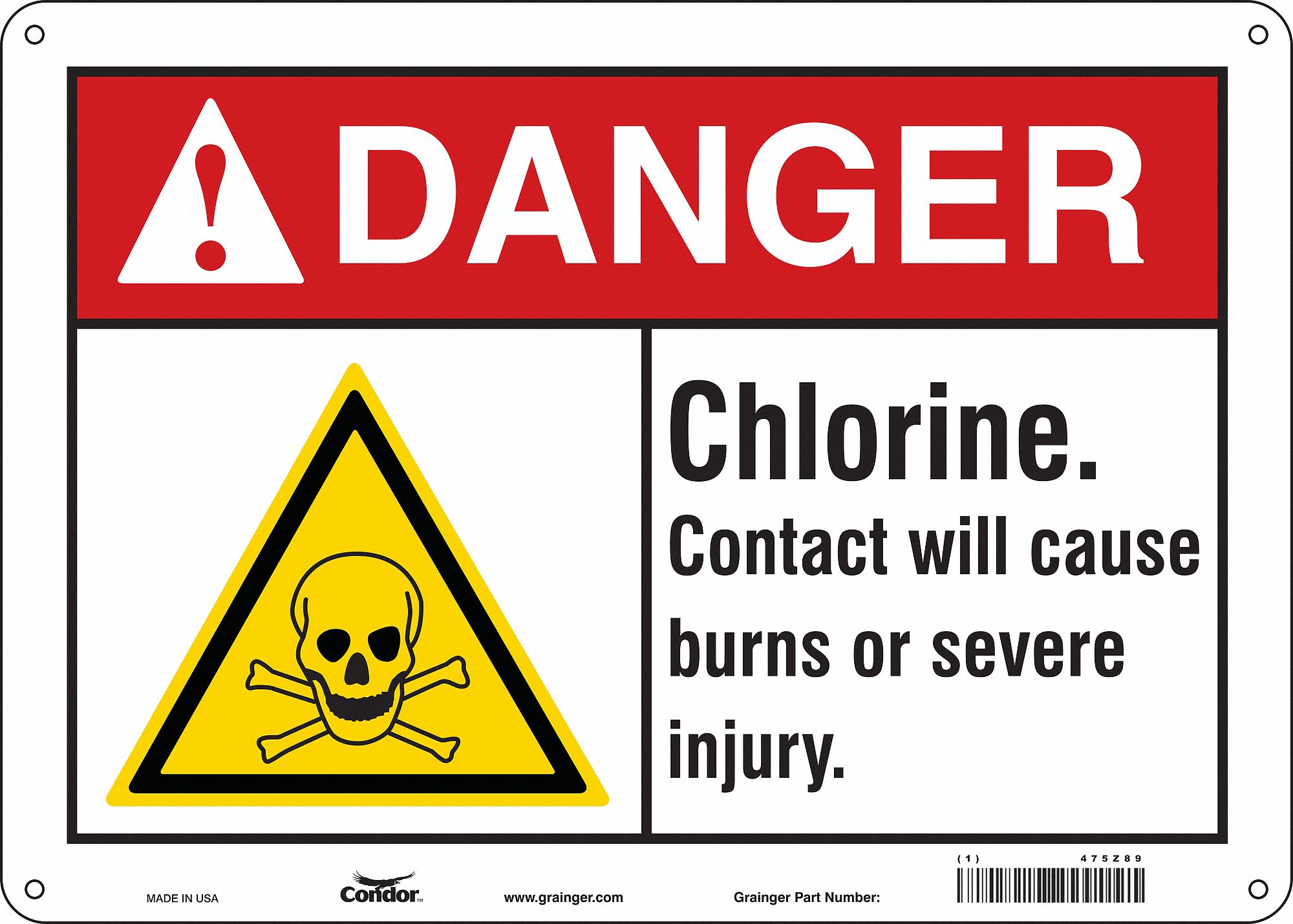 Safety Sign: Aluminum, Mounting Holes Sign Mounting, 10 in x 14 in Nominal Sign Size, 0.032 in Thick