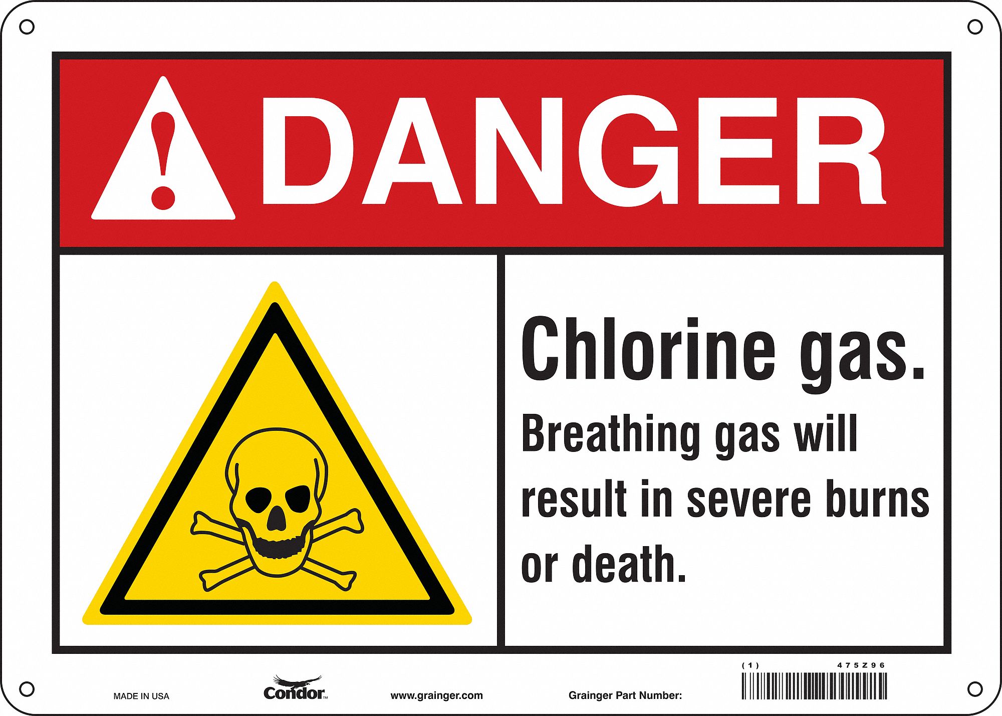 Safety Sign: Aluminum, Mounting Holes Sign Mounting, 10 in x 14 in Nominal Sign Size, 0.032 in Thick