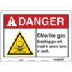 Danger: Chlorine Gas. Breathing Gas Will Result In Severe Burns Or Death. Signs