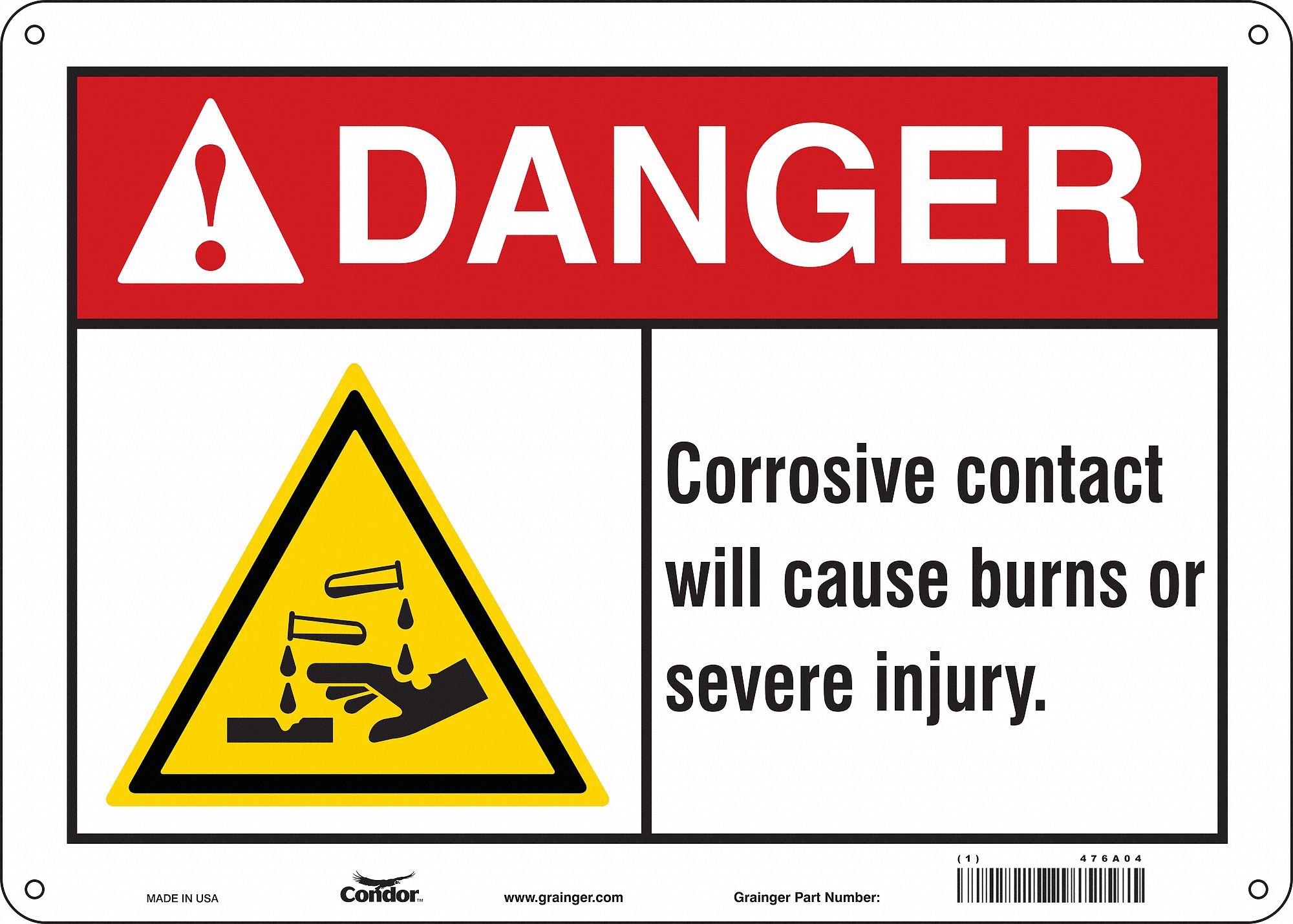 Safety Sign: Aluminum, Mounting Holes Sign Mounting, 10 in x 14 in Nominal Sign Size, 0.032 in Thick