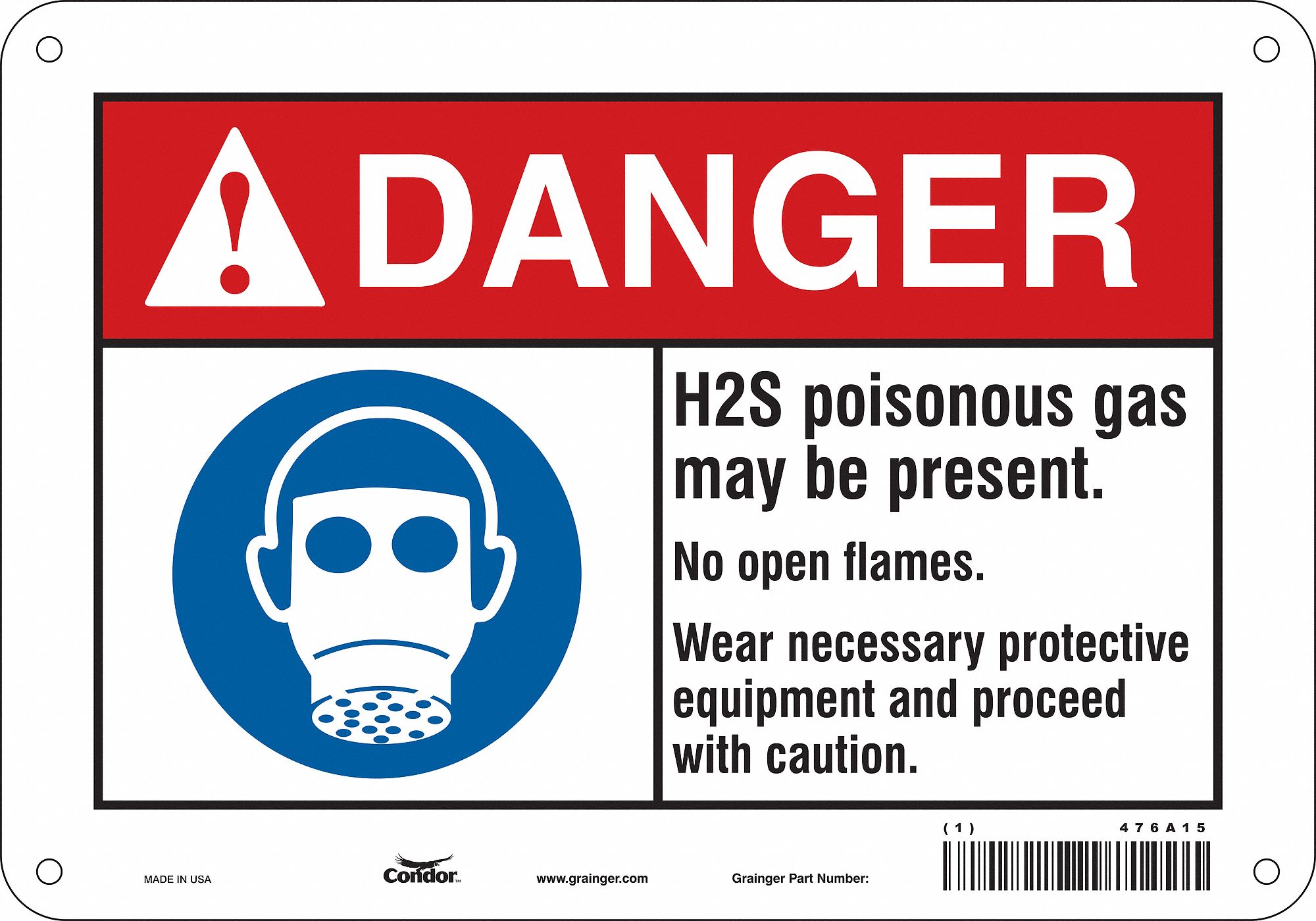 Safety Sign: Aluminum, Mounting Holes Sign Mounting, 7 in x 10 in Nominal Sign Size, 0.032 in Thick