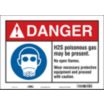 Danger: H2S Poisonous Gas May Be Present. No Open Flames. Wear Necessary Protective Equipment And Proceed With Caution. Signs