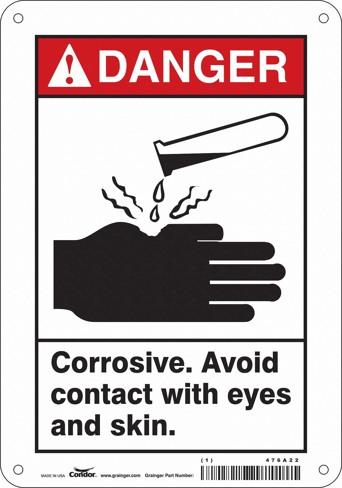 Safety Sign: Aluminum, Mounting Holes Sign Mounting, 10 in x 7 in Nominal Sign Size, 0.032 in Thick