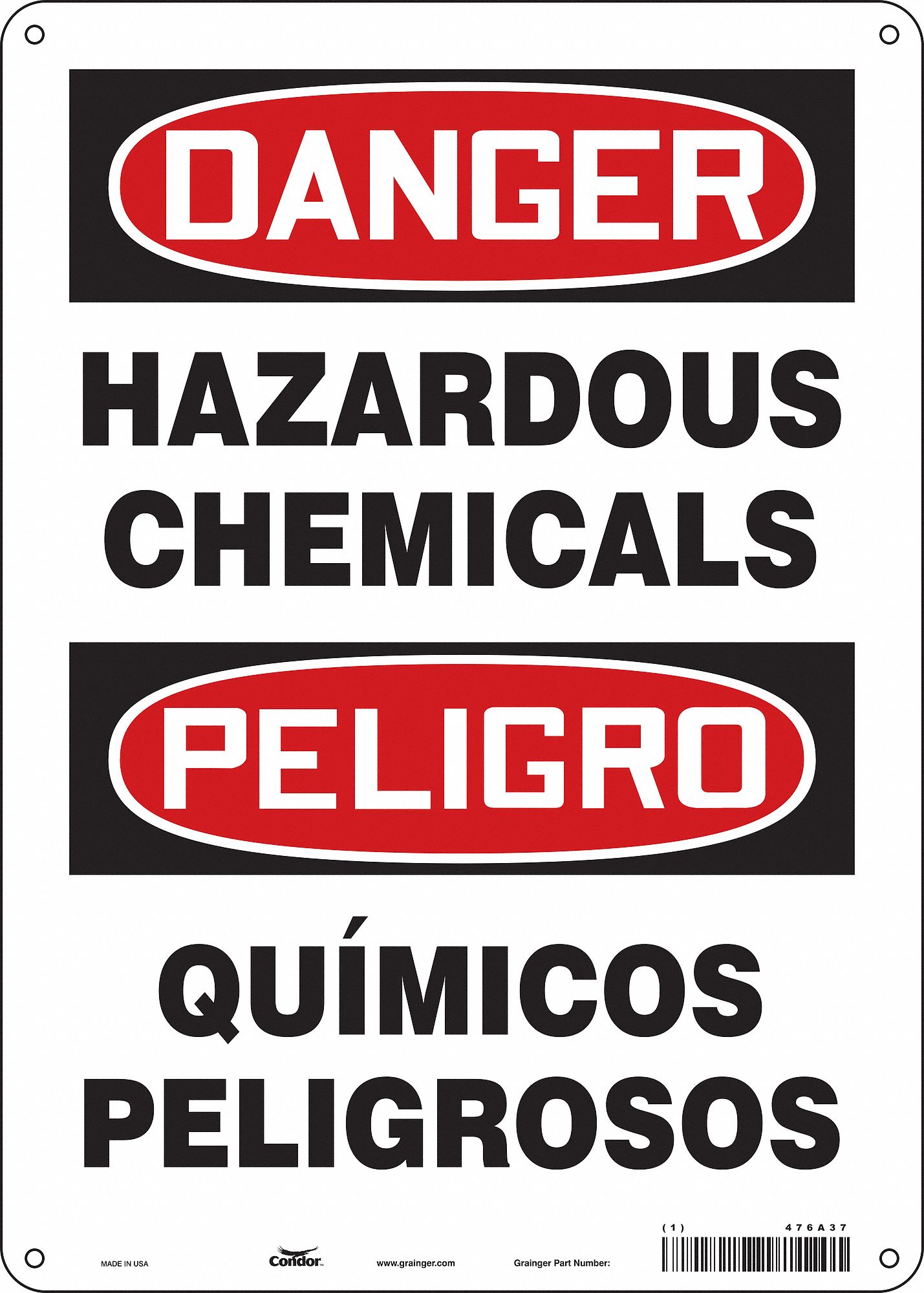 Safety Sign: Aluminum, Mounting Holes Sign Mounting, 14 in x 10 in Nominal Sign Size, 0.032 in Thick