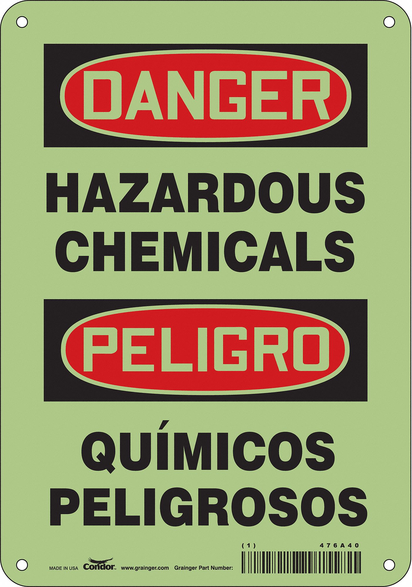 Safety Sign: Glow Vinyl, Adhesive Sign Mounting, 10 in x 7 in Nominal Sign Size, Not Retroreflective