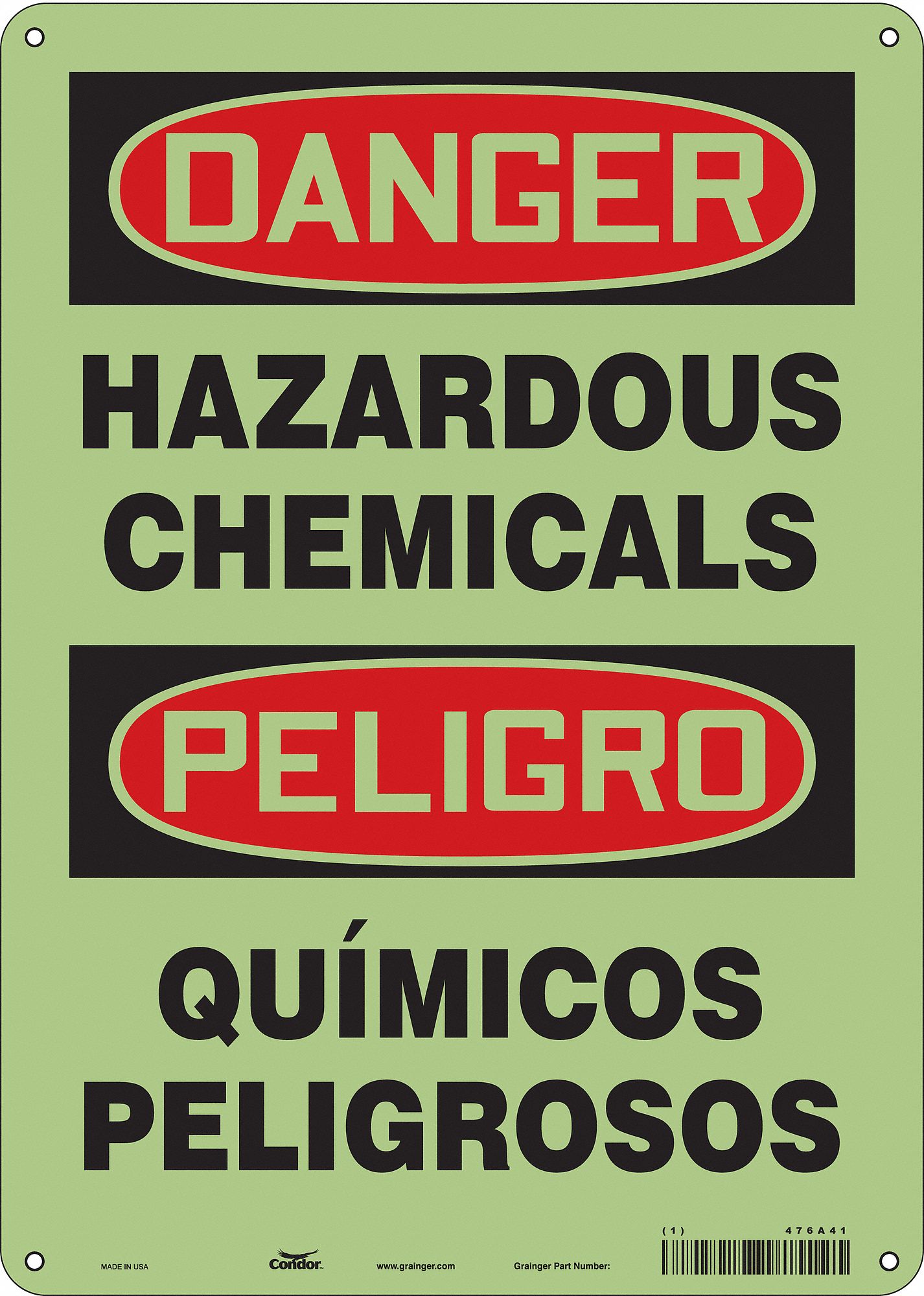 Safety Sign: Glow Vinyl, Adhesive Sign Mounting, 14 in x 10 in Nominal Sign Size, Glow In The Dark