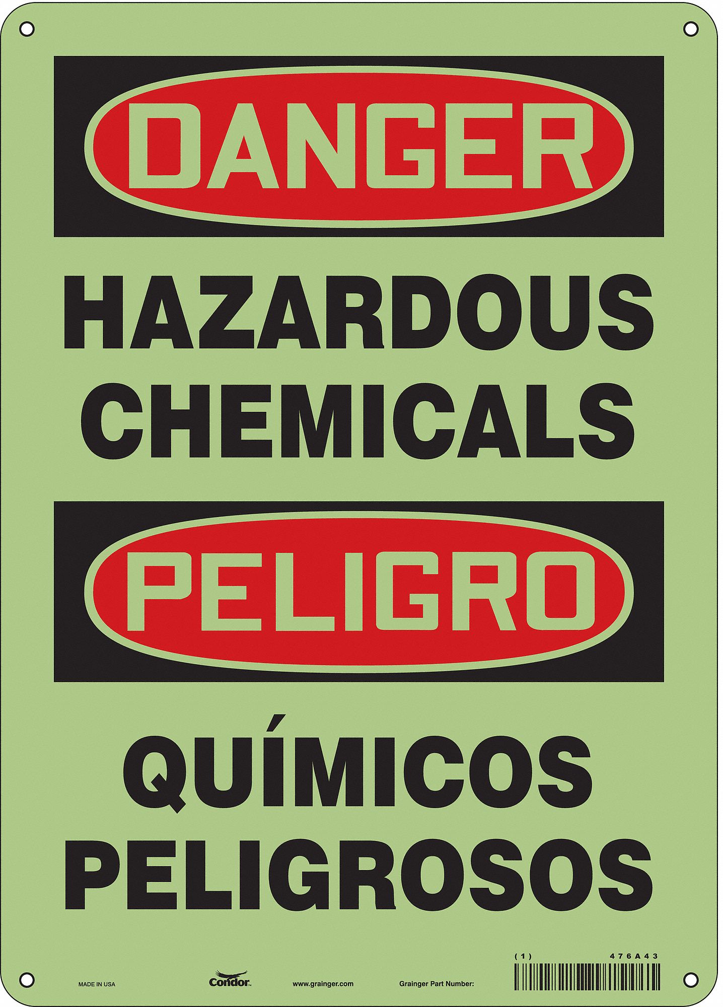 Safety Sign: Polyethylene, Mounting Holes Sign Mounting, 14 in x 10 in Nominal Sign Size