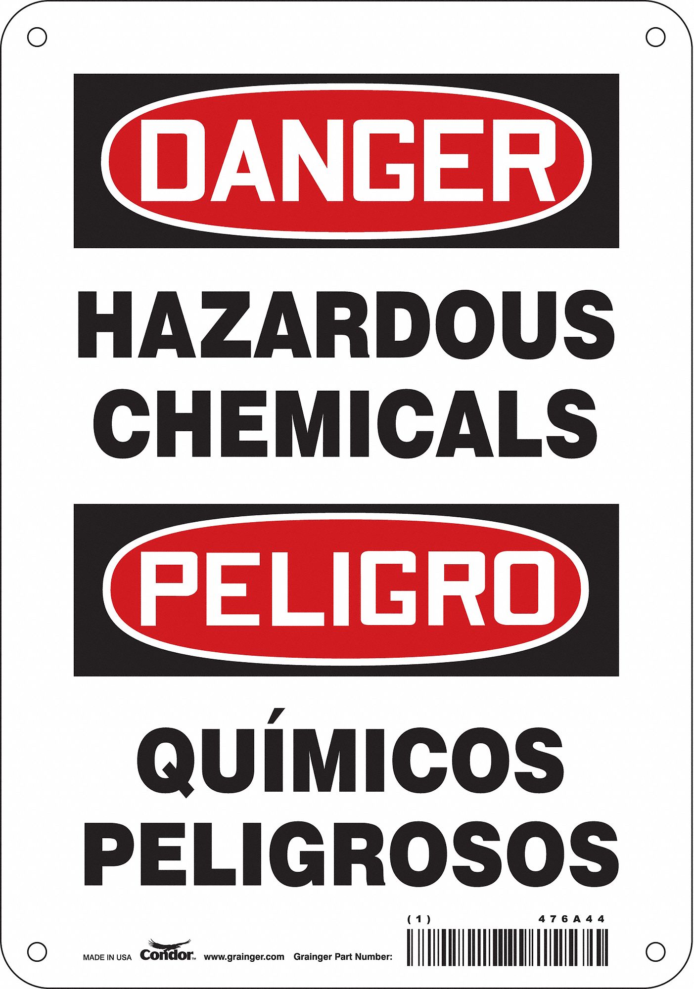 Safety Sign: Polyethylene, Mounting Holes Sign Mounting, 10 in x 7 in Nominal Sign Size