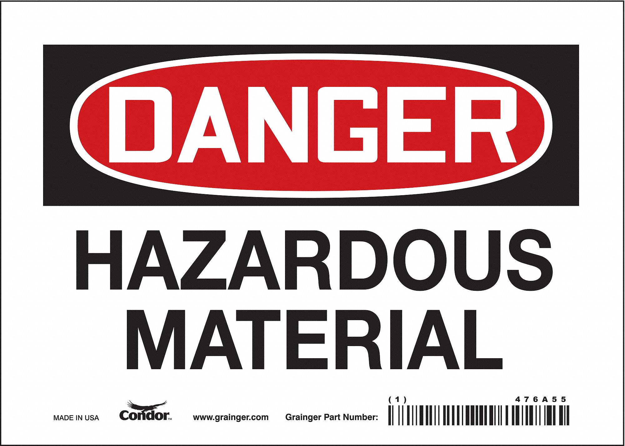 Safety Sign: Vinyl, Adhesive Sign Mounting, 5 in x 7 in Nominal Sign Size, Not Retroreflective