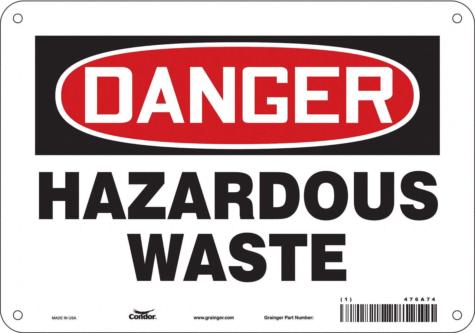 Safety Sign: Aluminum, Mounting Holes Sign Mounting, 7 in x 10 in Nominal Sign Size, 0.032 in Thick