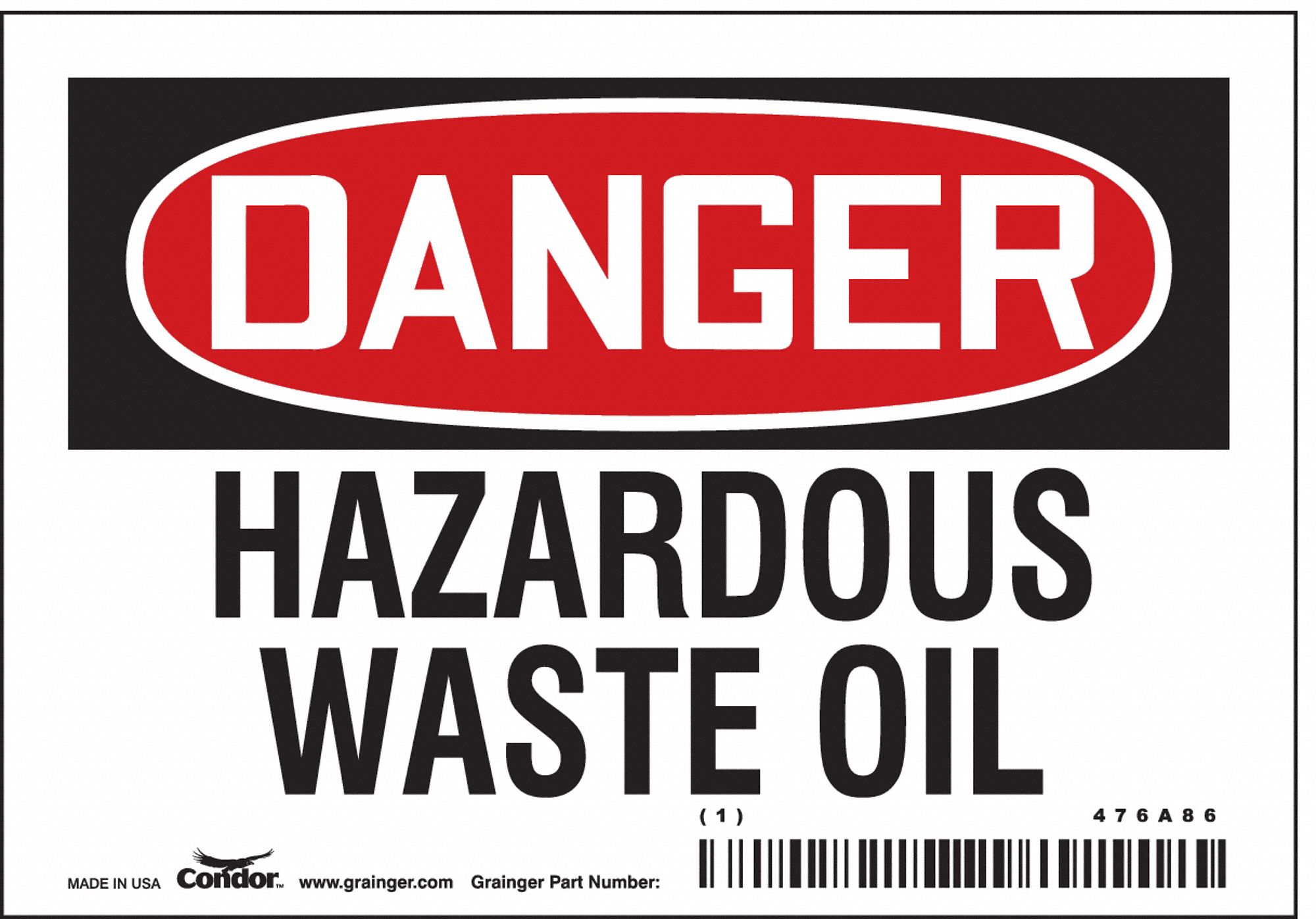 Safety Sign: Vinyl, Adhesive Sign Mounting, 3 1/2 in x 5 in Nominal Sign Size, Not Retroreflective